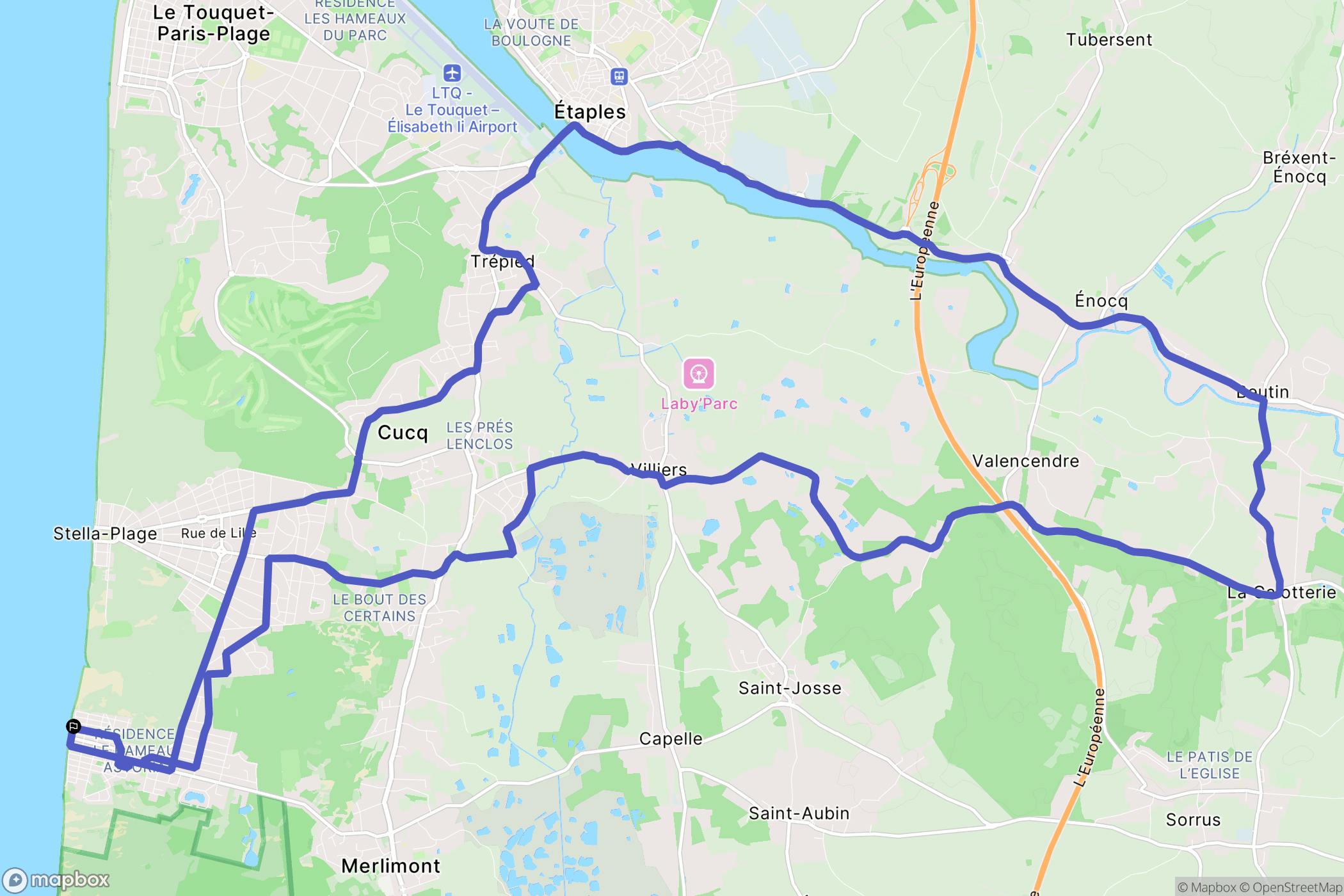 Merlimont : carte du parcours de randonnée - France