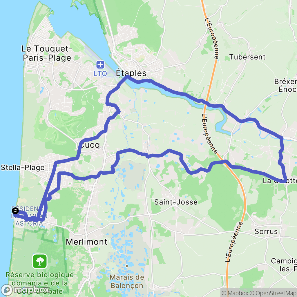 Merlimont : carte du parcours de randonnée - France