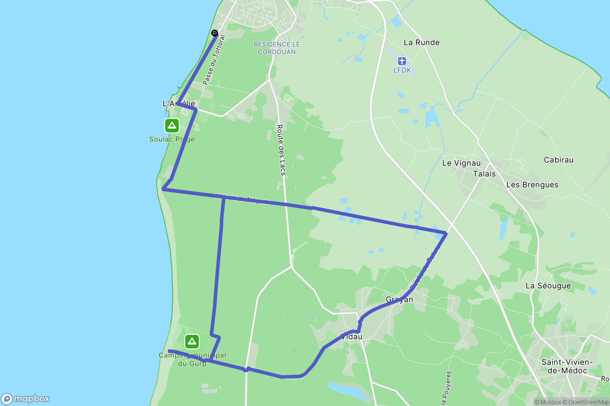Soulac-sur-Mer : carte du parcours de randonnée - France