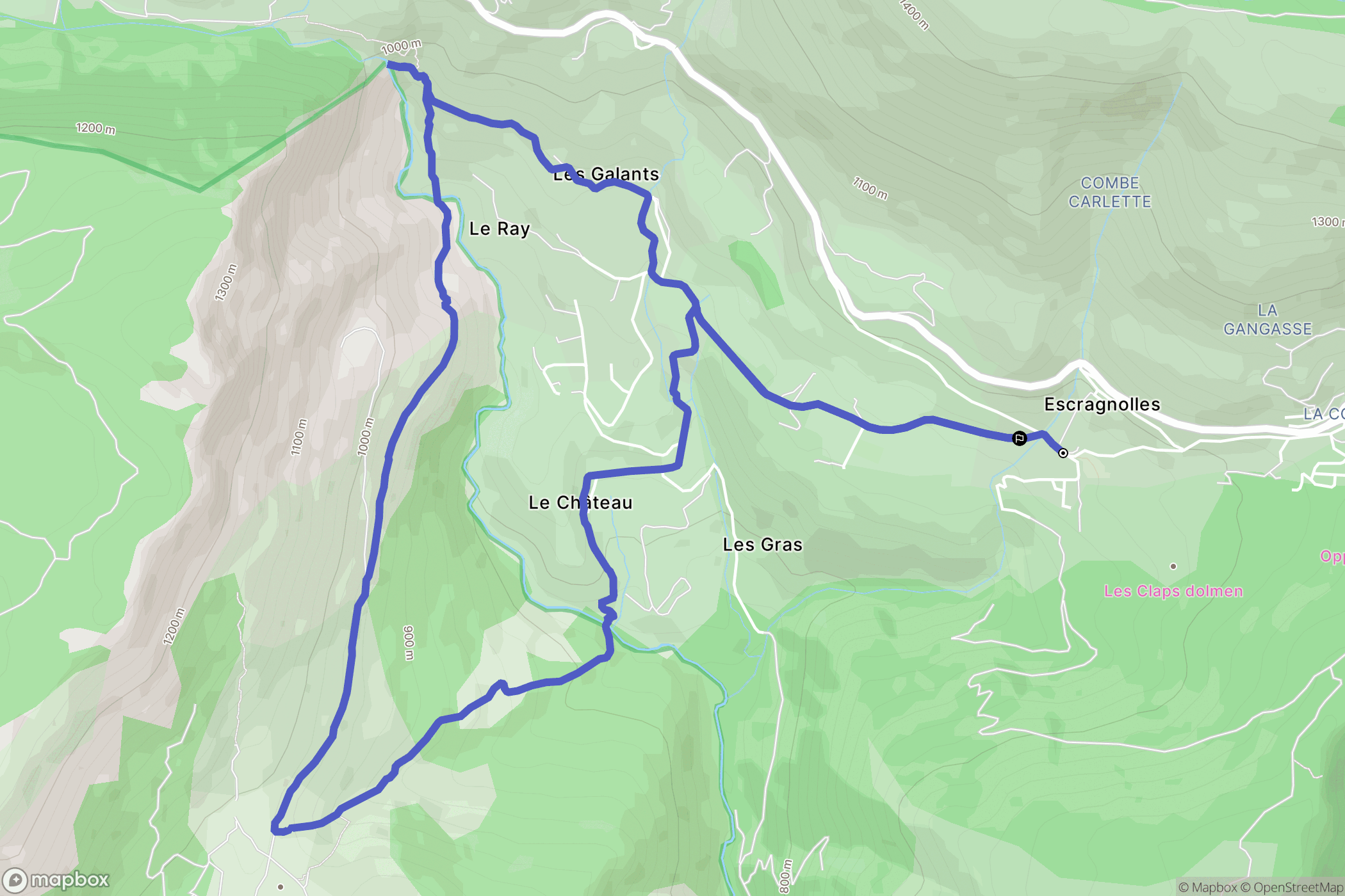 Escragnolles : carte du parcours de randonnée - France