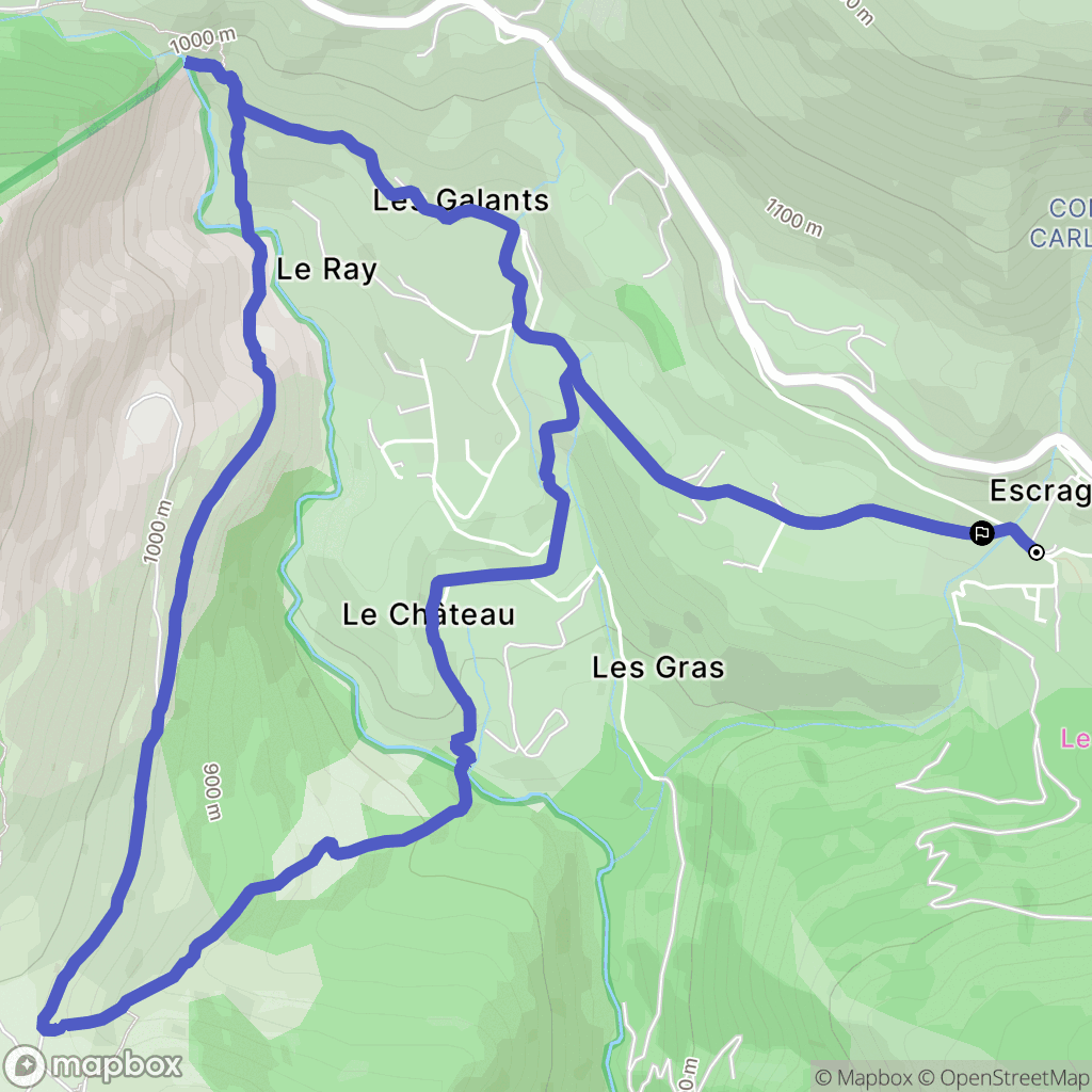 Escragnolles : carte du parcours de randonnée - France