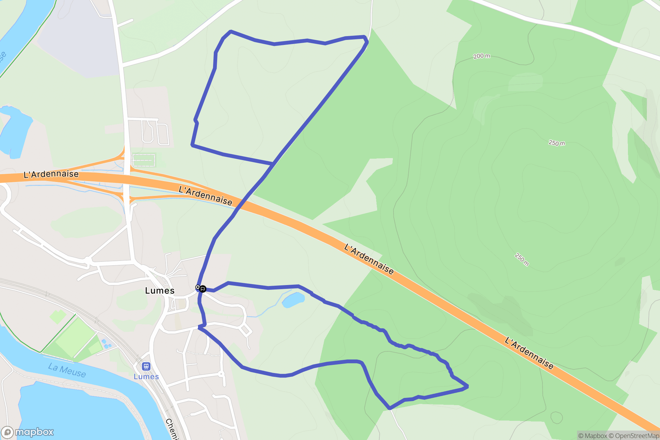 Lumes : carte du parcours de randonnée - France