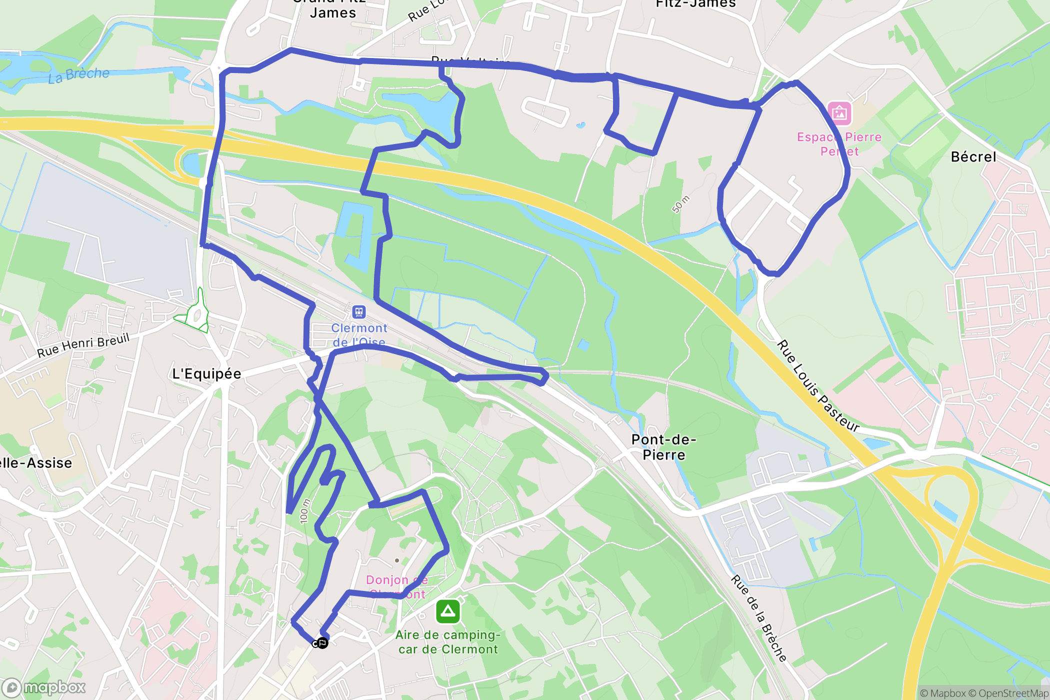 Clermont : carte du parcours de randonnée - France