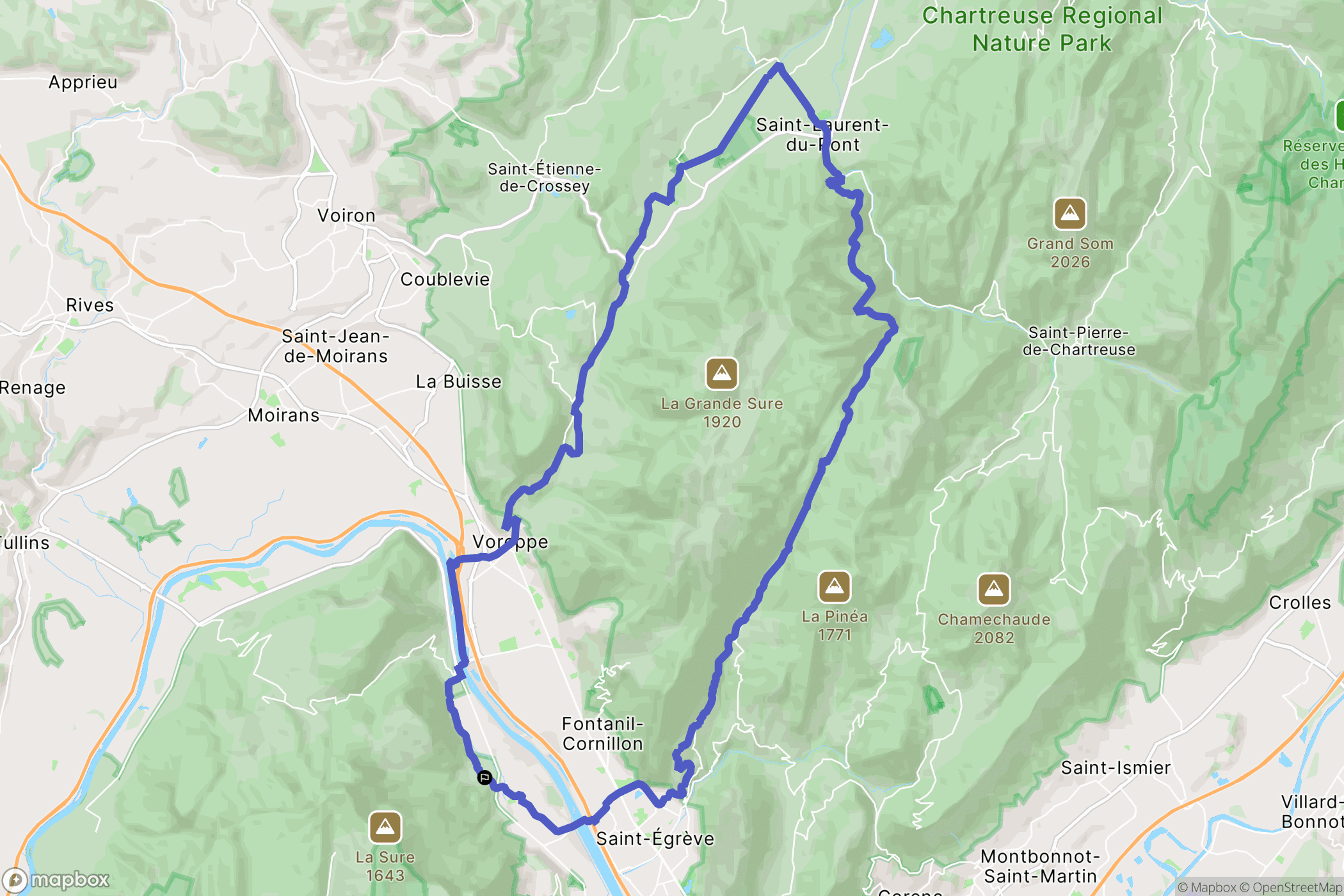 Noyarey : carte du parcours de randonnée - France