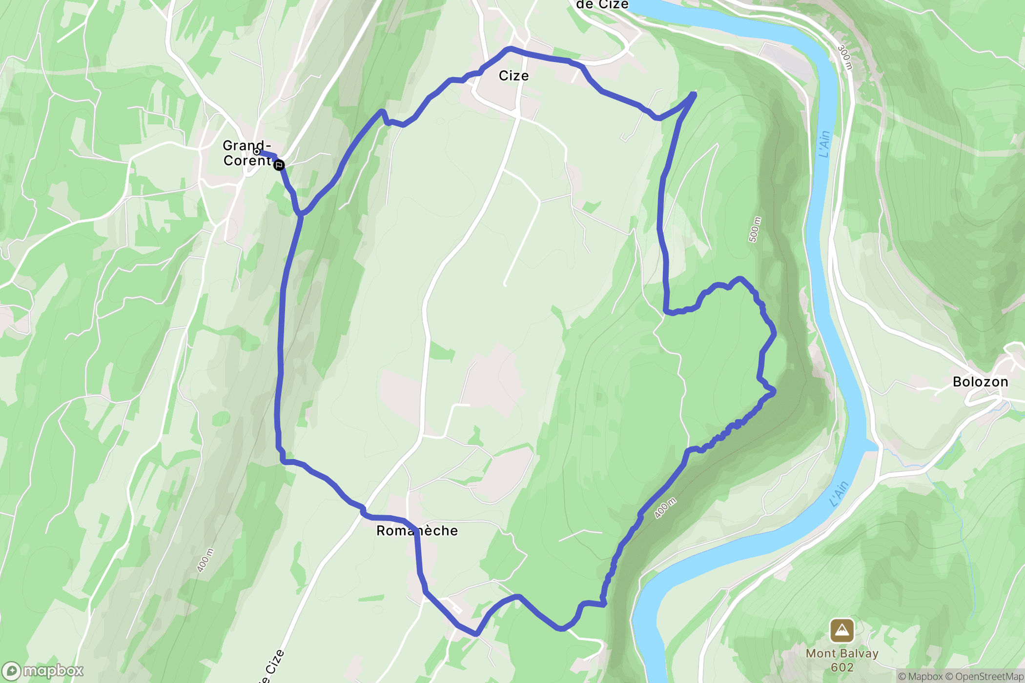 Grand-Corent : carte du parcours de randonnée - France