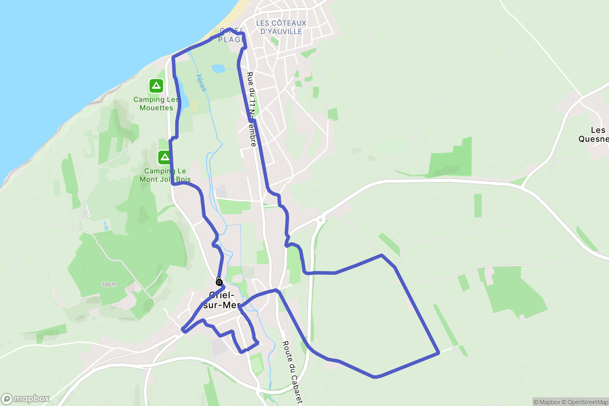 Criel-sur-Mer : carte du parcours de randonnée - France