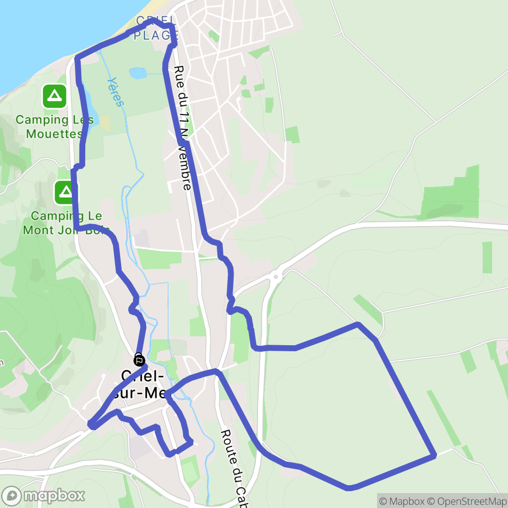 Criel-sur-Mer : carte du parcours de randonnée - France