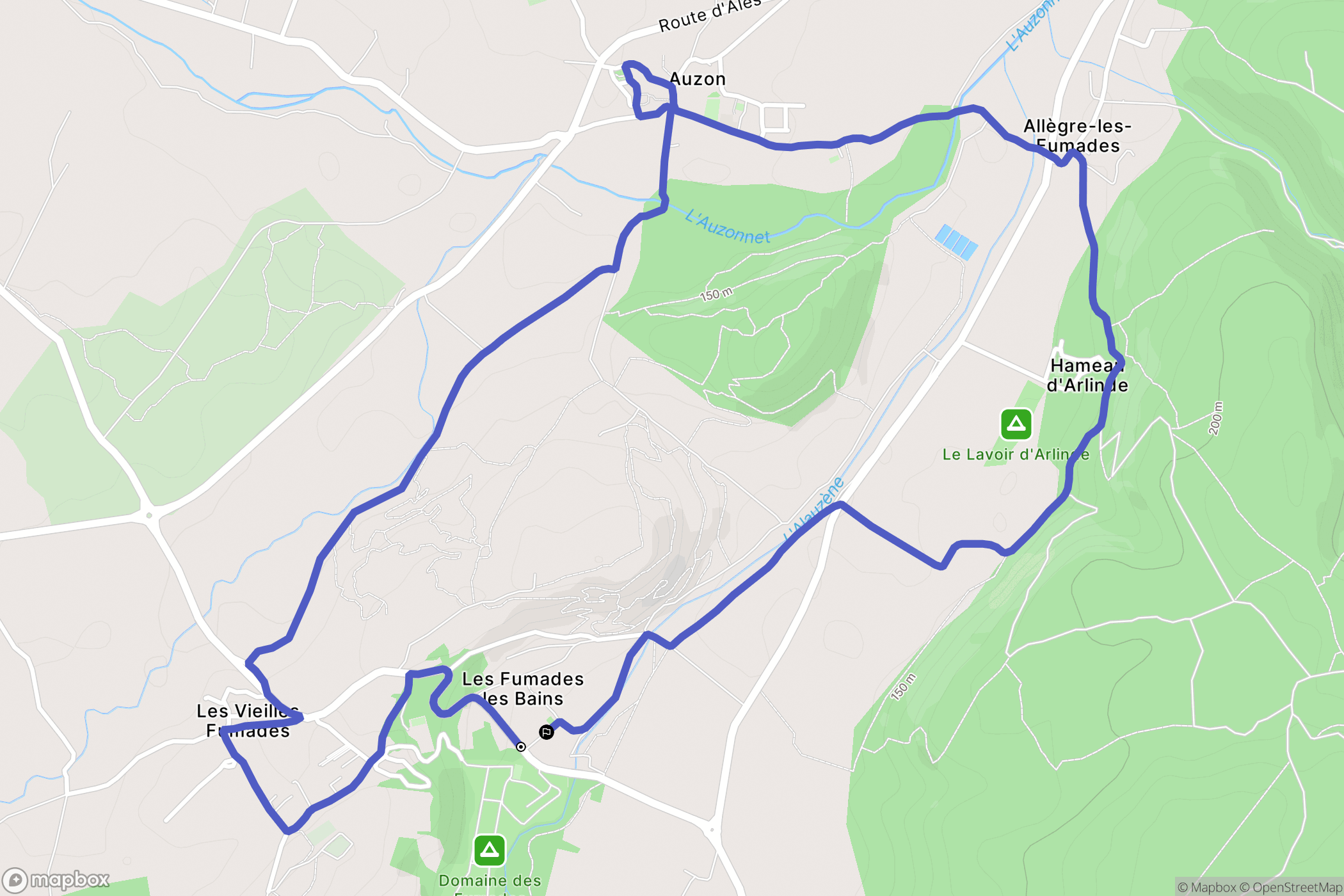 Allègre-les-Fumades : carte du parcours de randonnée - France