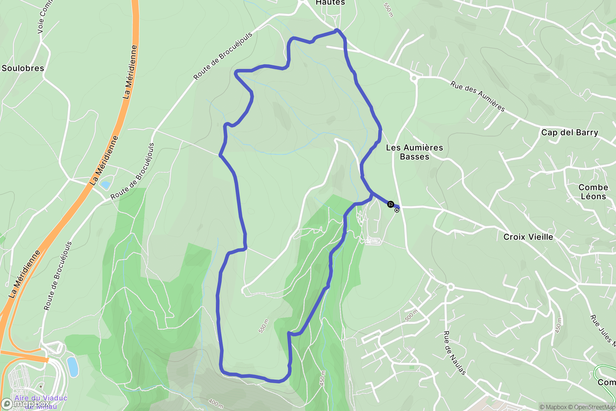 Millau : carte du parcours de randonnée - France