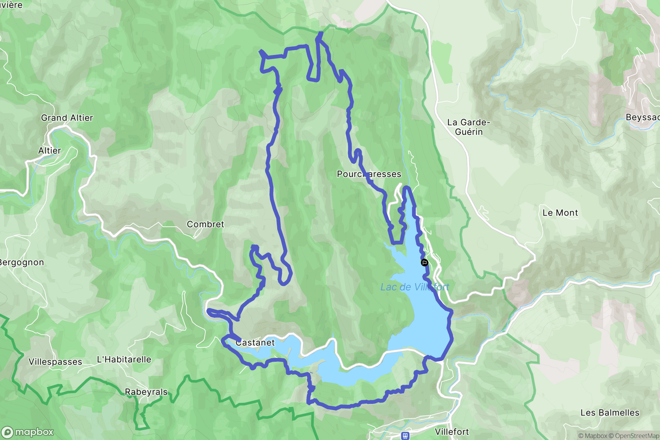 Pourcharesses : carte du parcours de randonnée - France