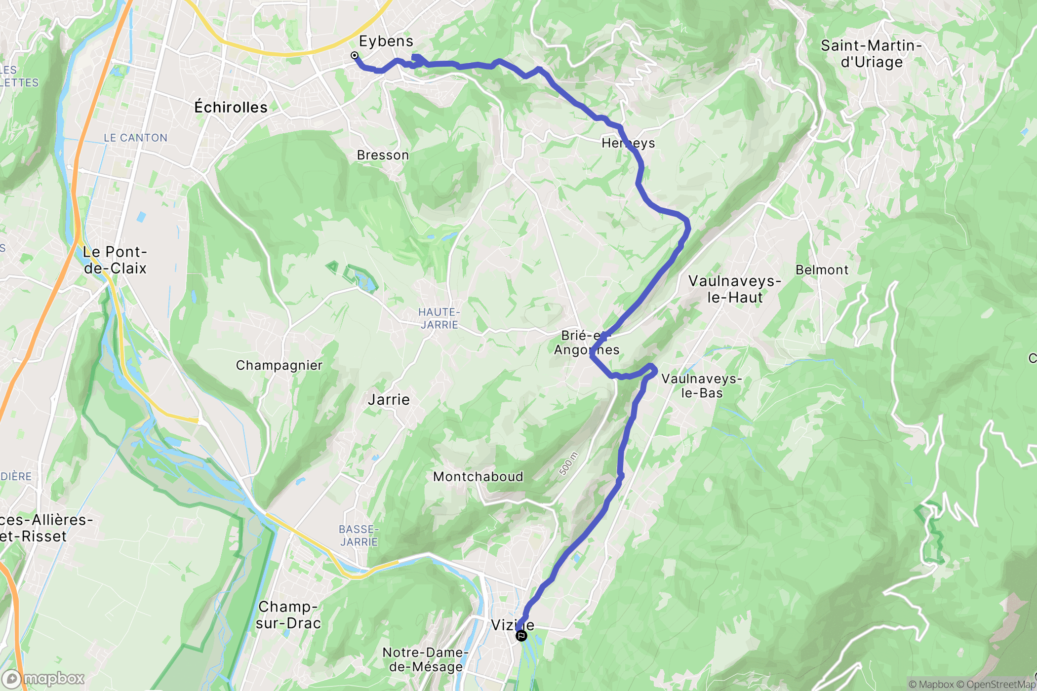 Eybens : carte du parcours de randonnée - France