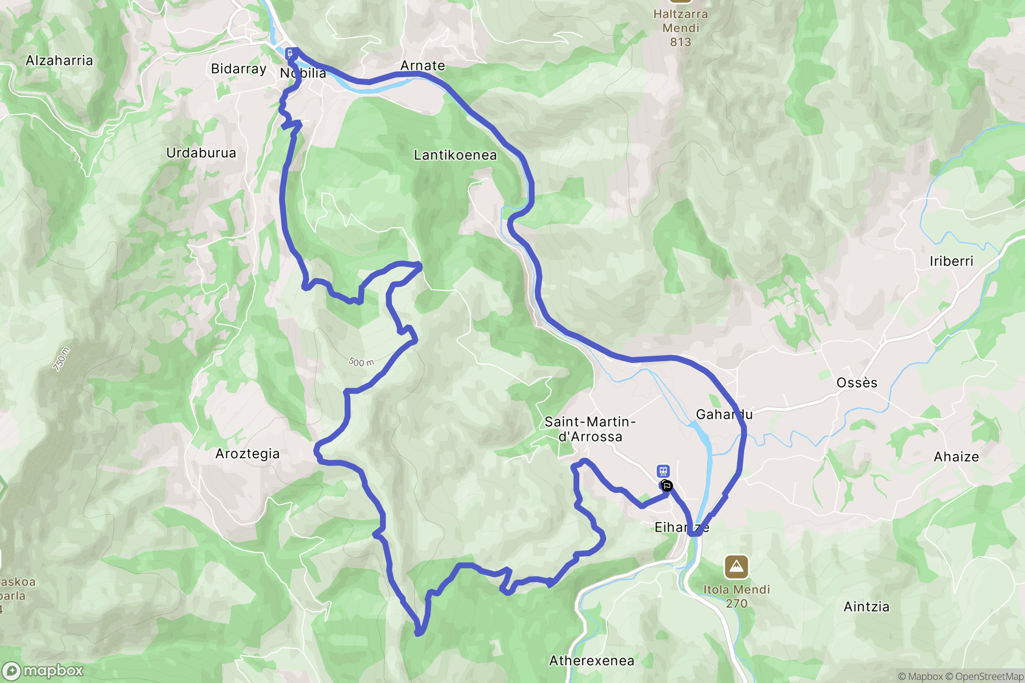 Saint-Martin-d'Arrossa : carte du parcours de randonnée - France