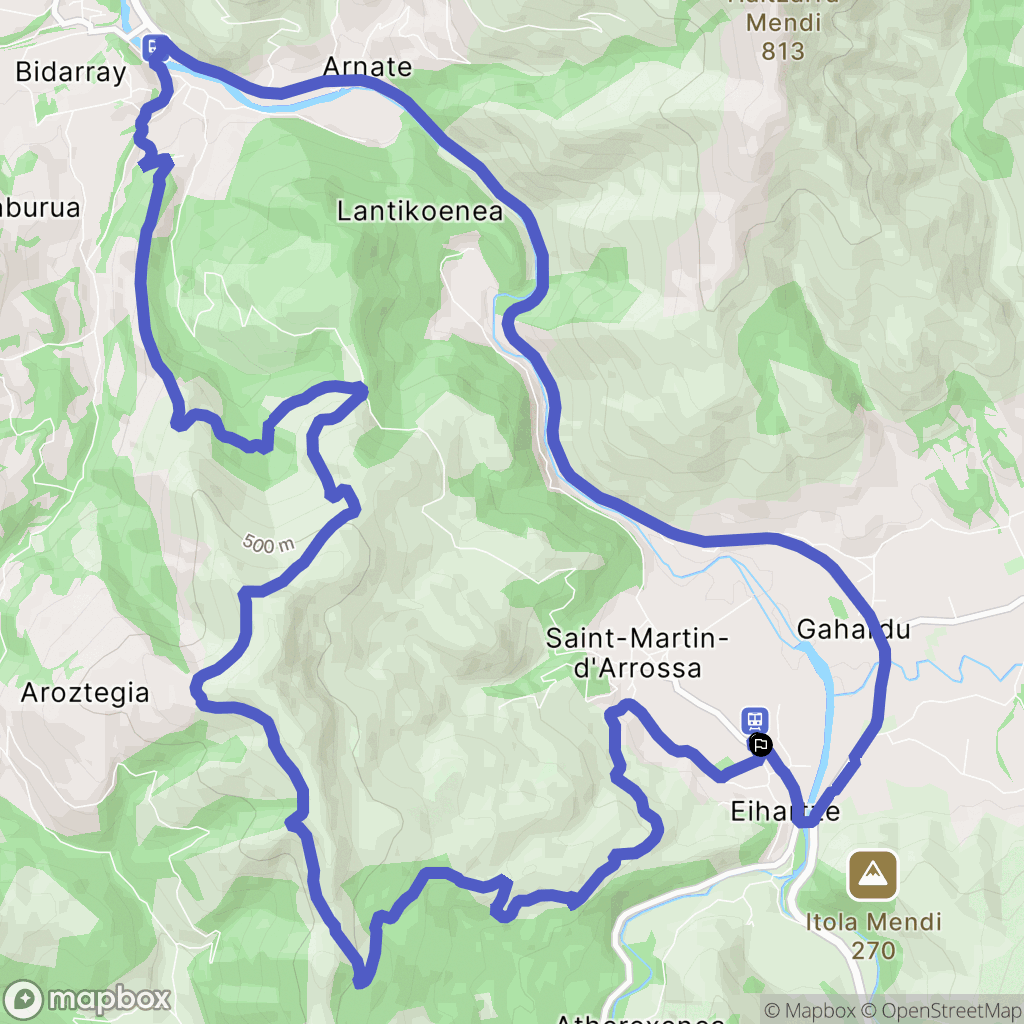 Saint-Martin-d'Arrossa : carte du parcours de randonnée - France