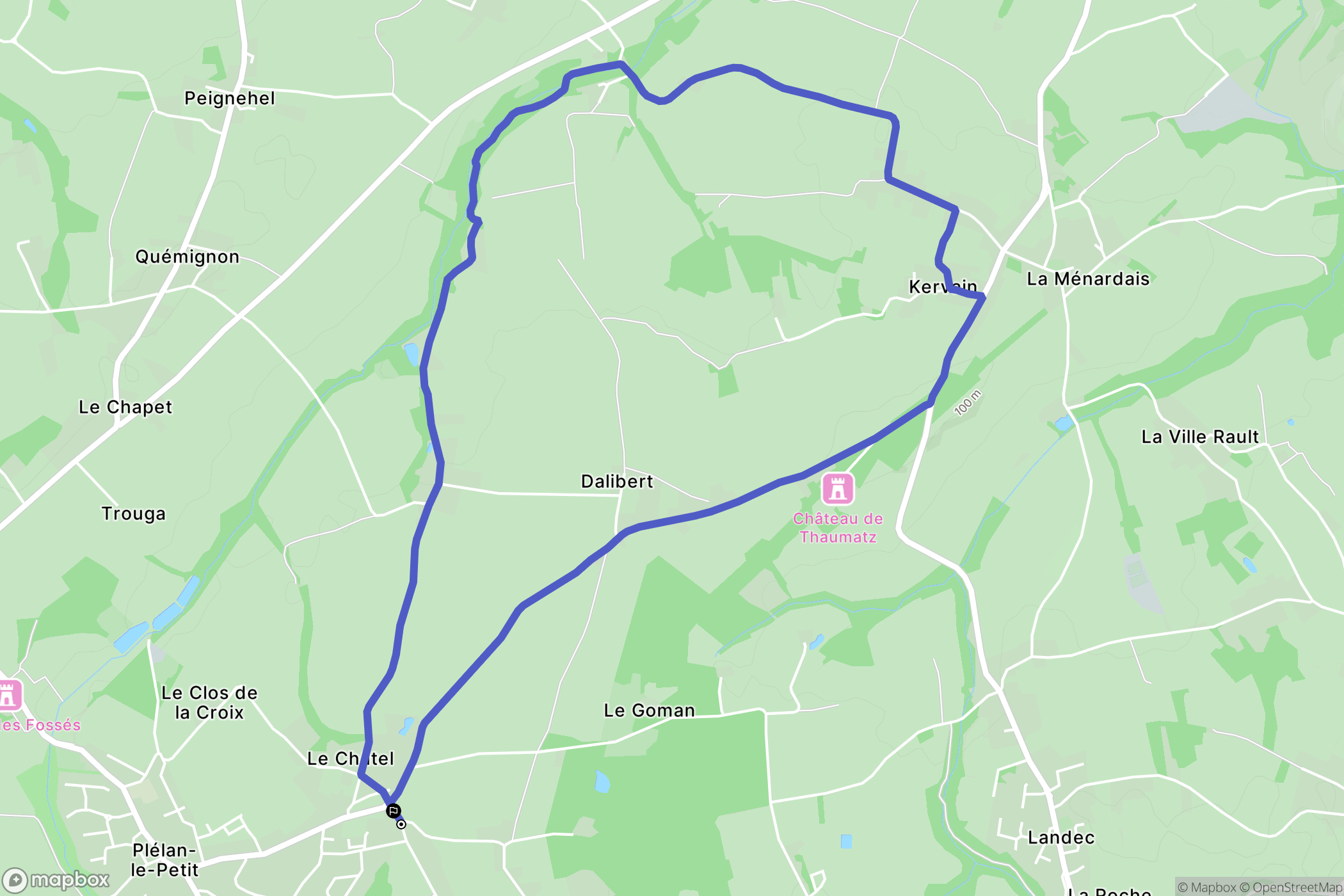 Plélan-le-Petit : carte du parcours de randonnée - France