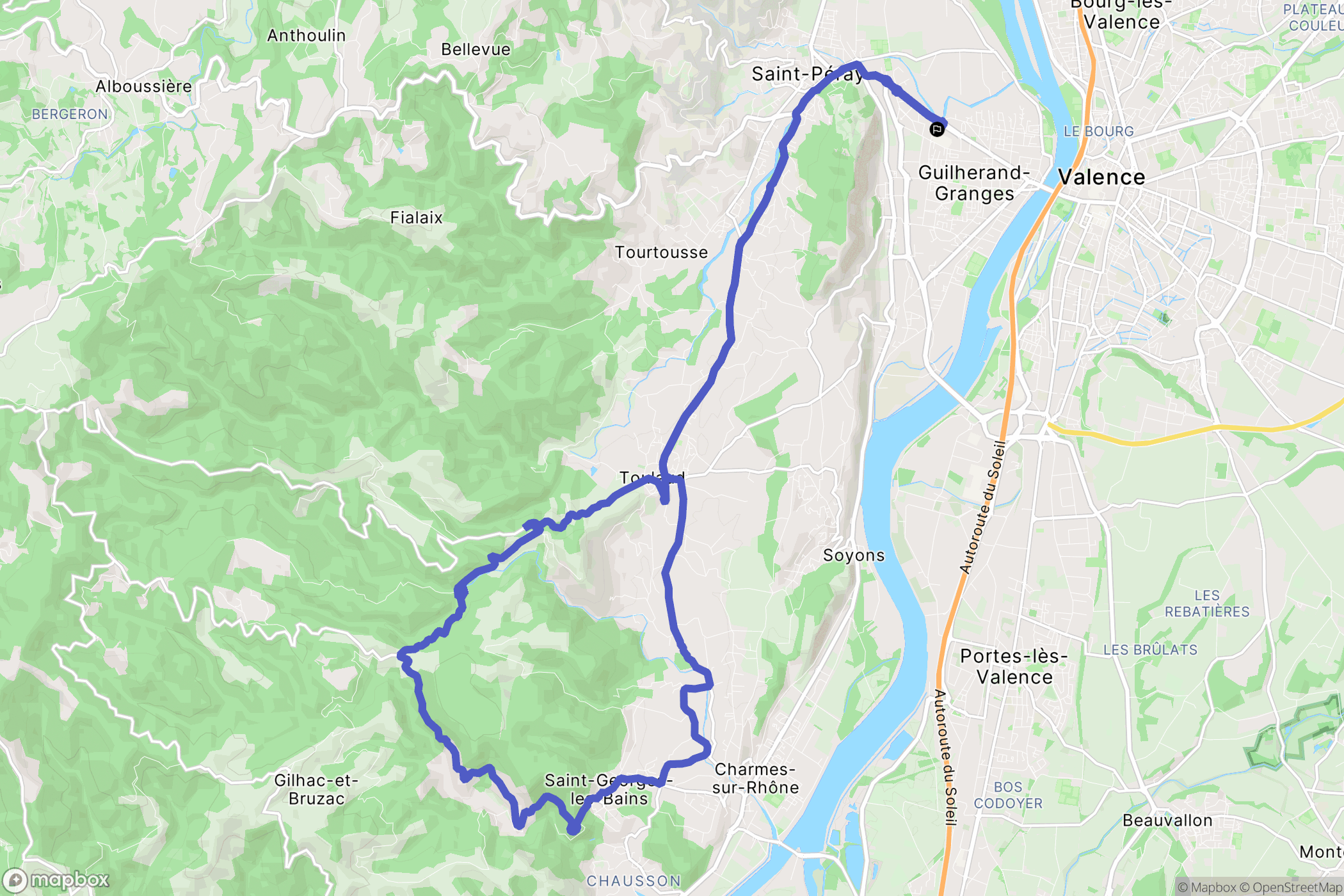 Guilherand-Granges : carte du parcours de randonnée - France