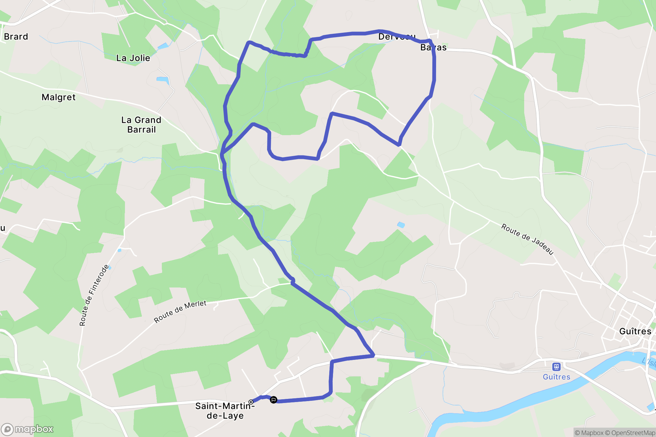 Saint-Martin-de-Laye : carte du parcours de randonnée - France