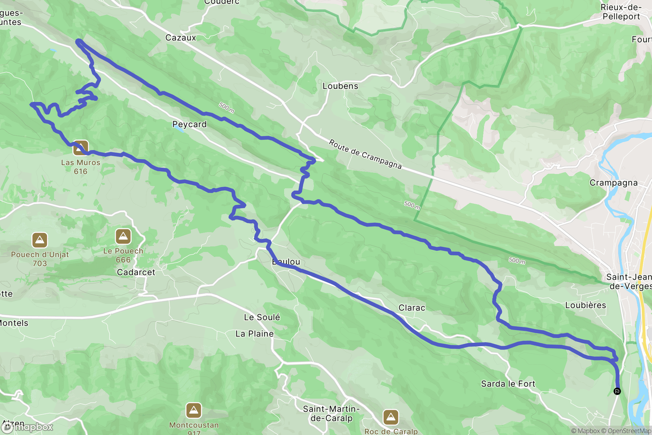 Vernajoul : carte du parcours de randonnée - France