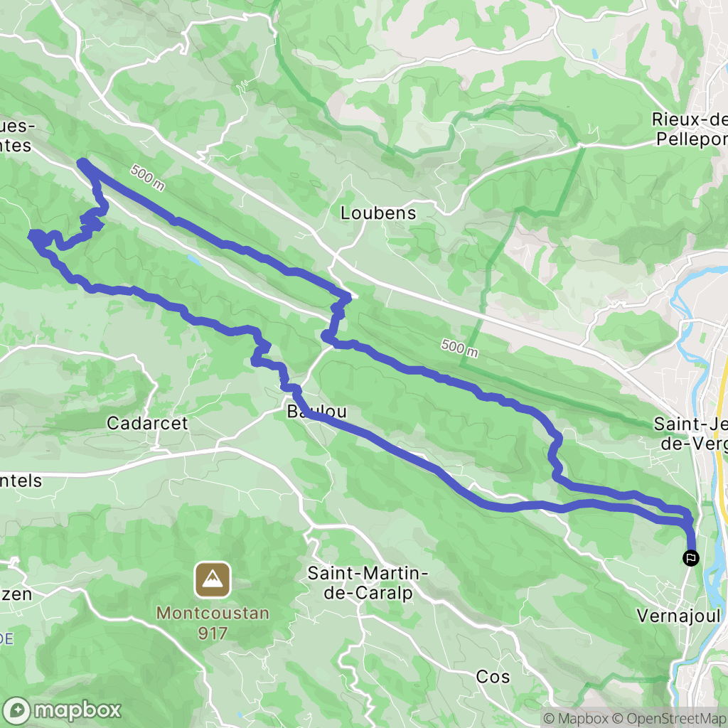 Vernajoul : carte du parcours de randonnée - France