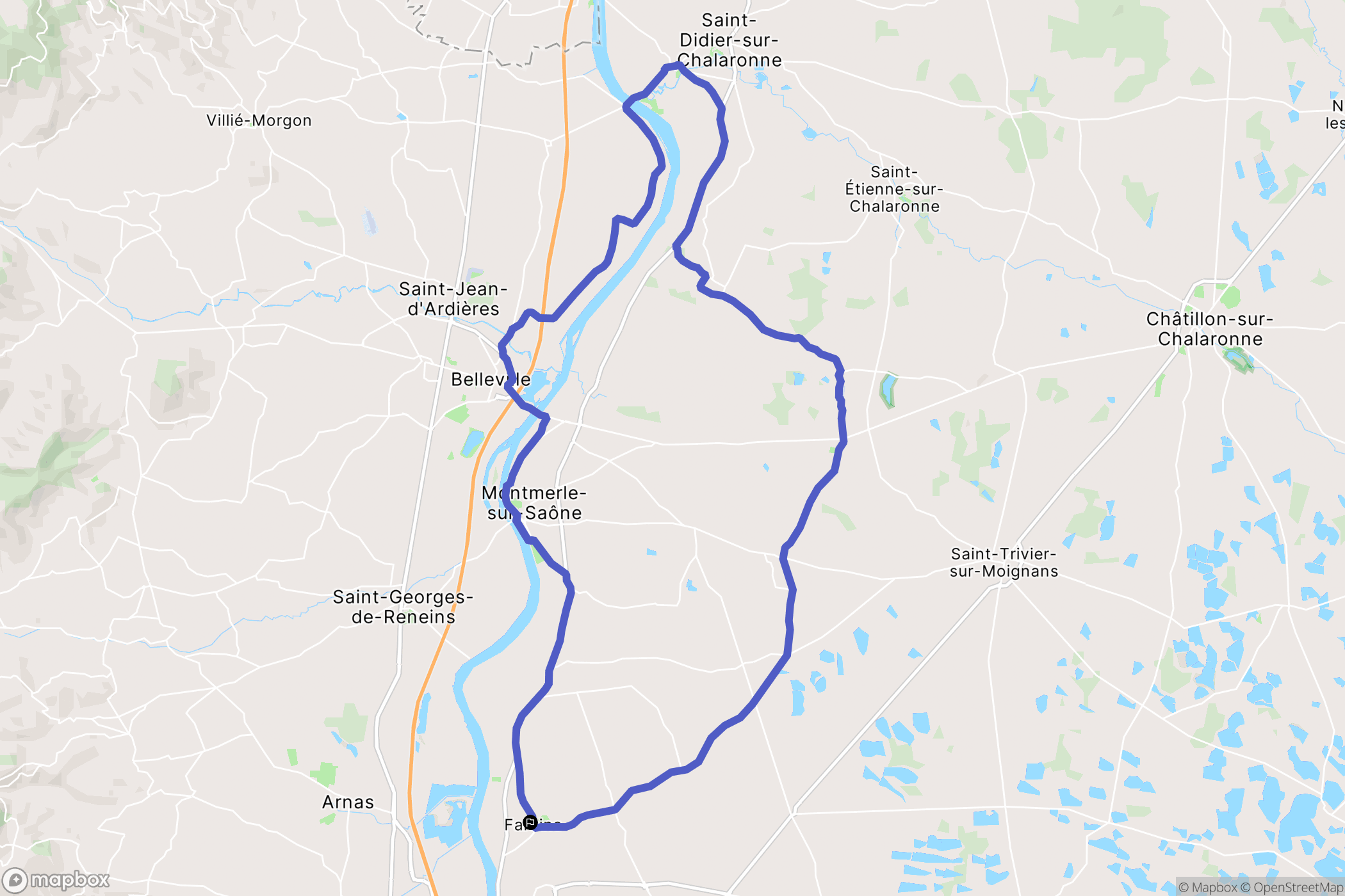 Fareins : carte du parcours de randonnée - France