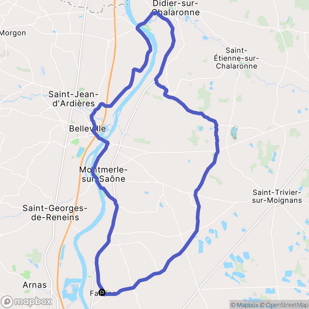Fareins : carte du parcours de randonnée - France
