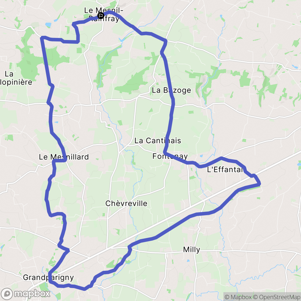Juvigny les Vallées : carte du parcours de randonnée - France