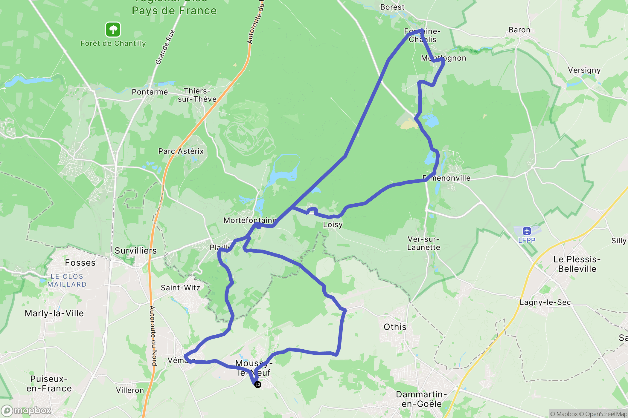 Moussy-le-Neuf : carte du parcours de randonnée - France