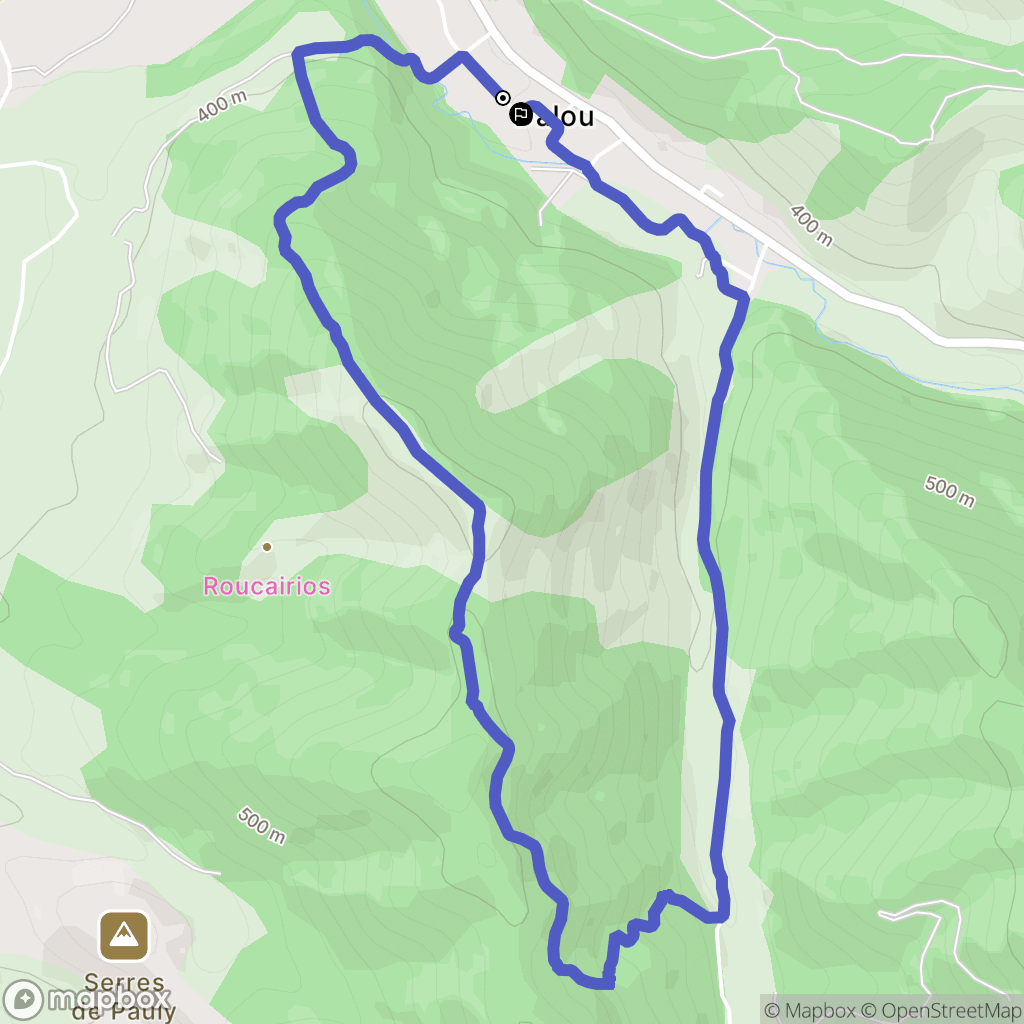 Dalou : carte du parcours de randonnée - France