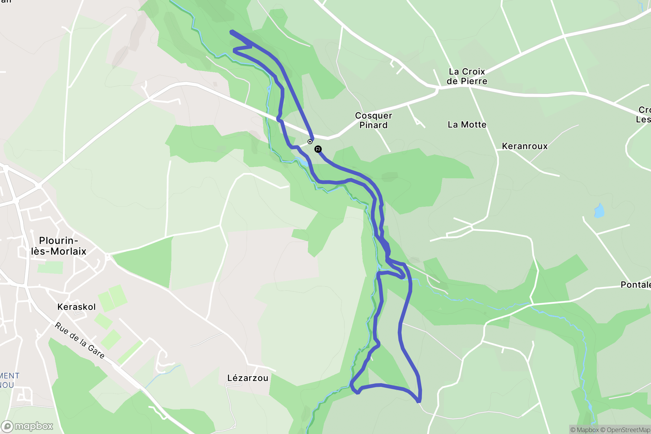 Plougonven : carte du parcours de randonnée - France