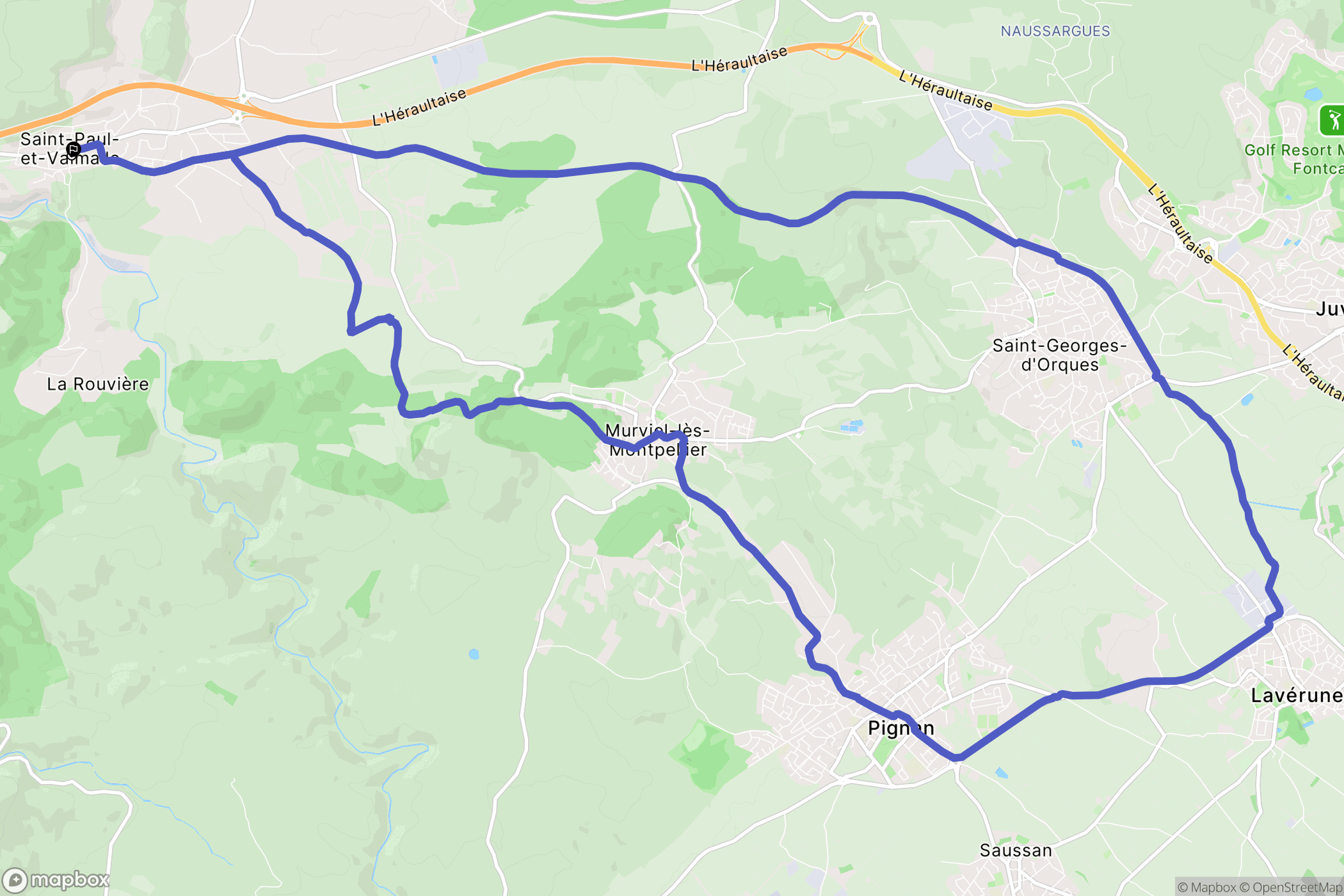 Saint-Paul-et-Valmalle : carte du parcours de randonnée - France