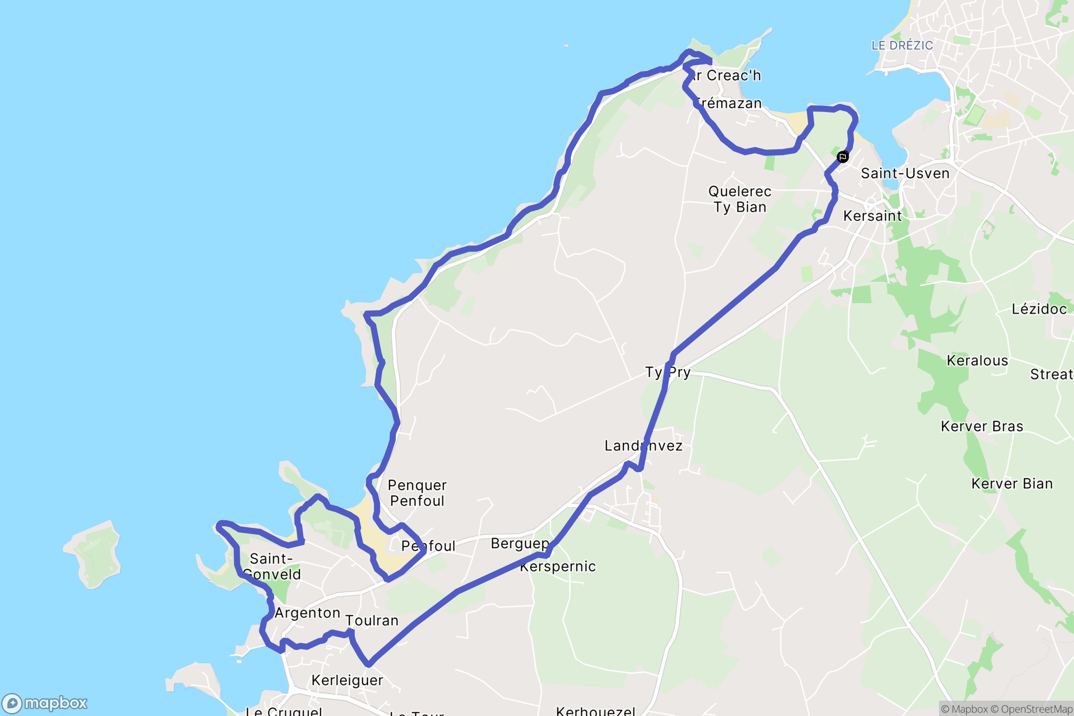 Landunvez : carte du parcours de randonnée - France