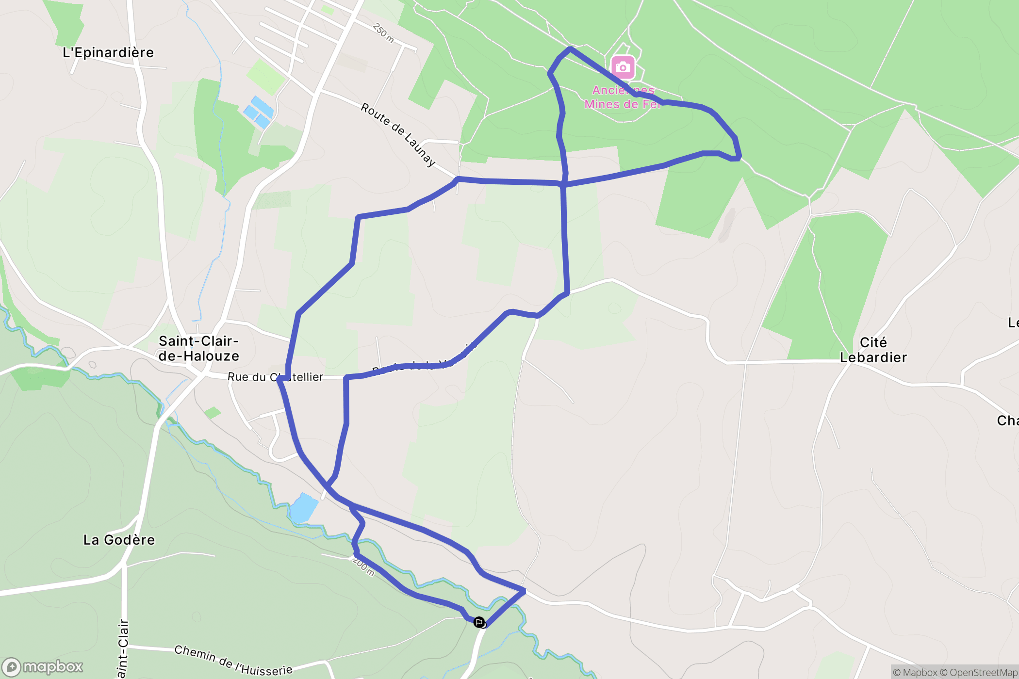 Saint-Clair-de-Halouze : carte du parcours de randonnée - France