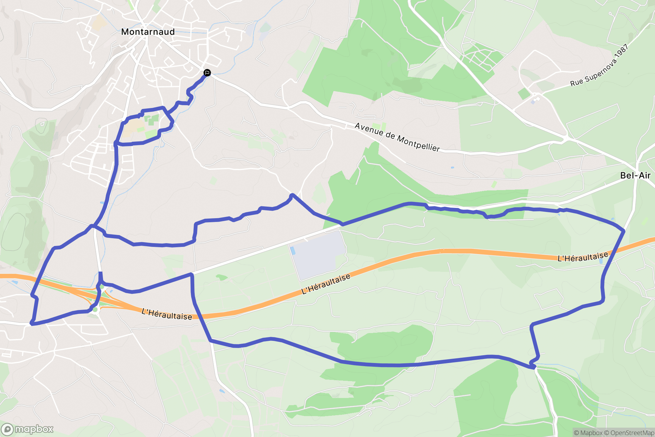Montarnaud : carte du parcours de randonnée - France