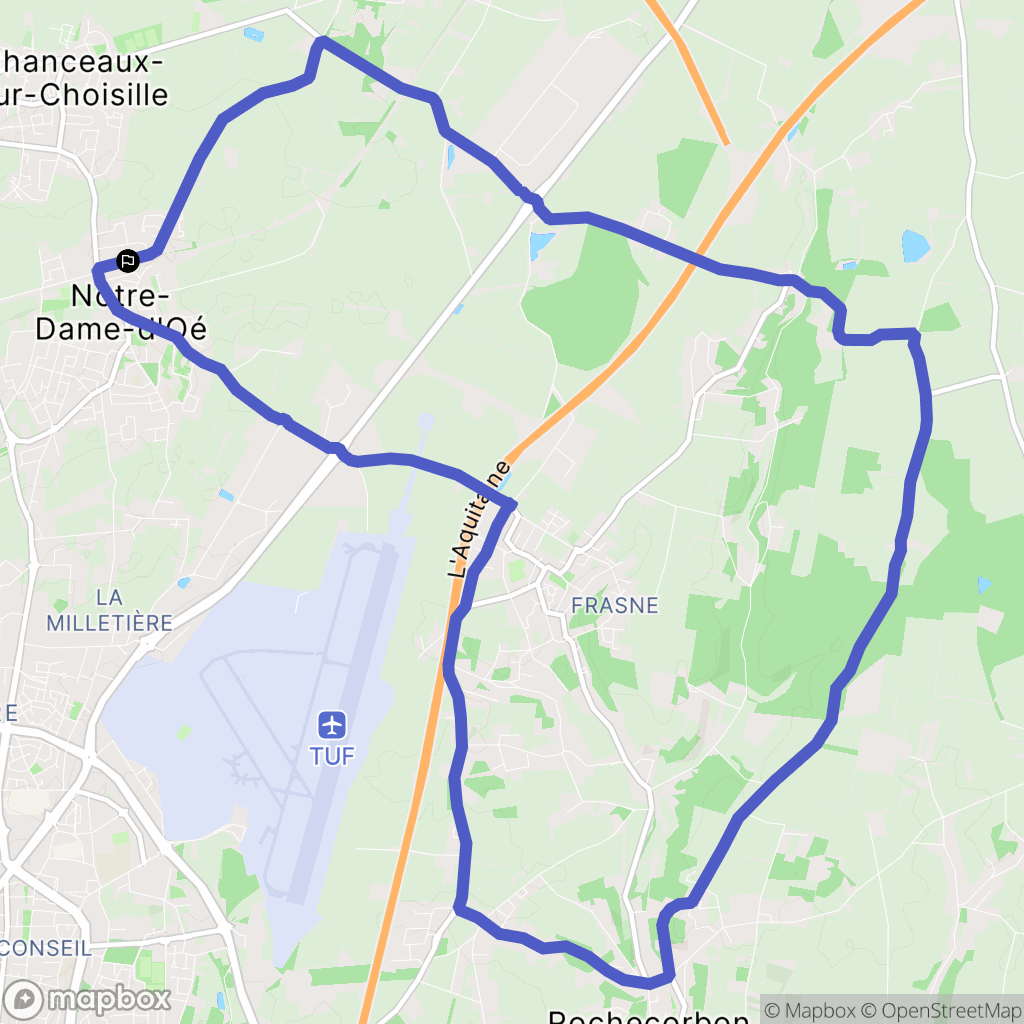Notre-Dame-d'Oé : carte du parcours de randonnée - France