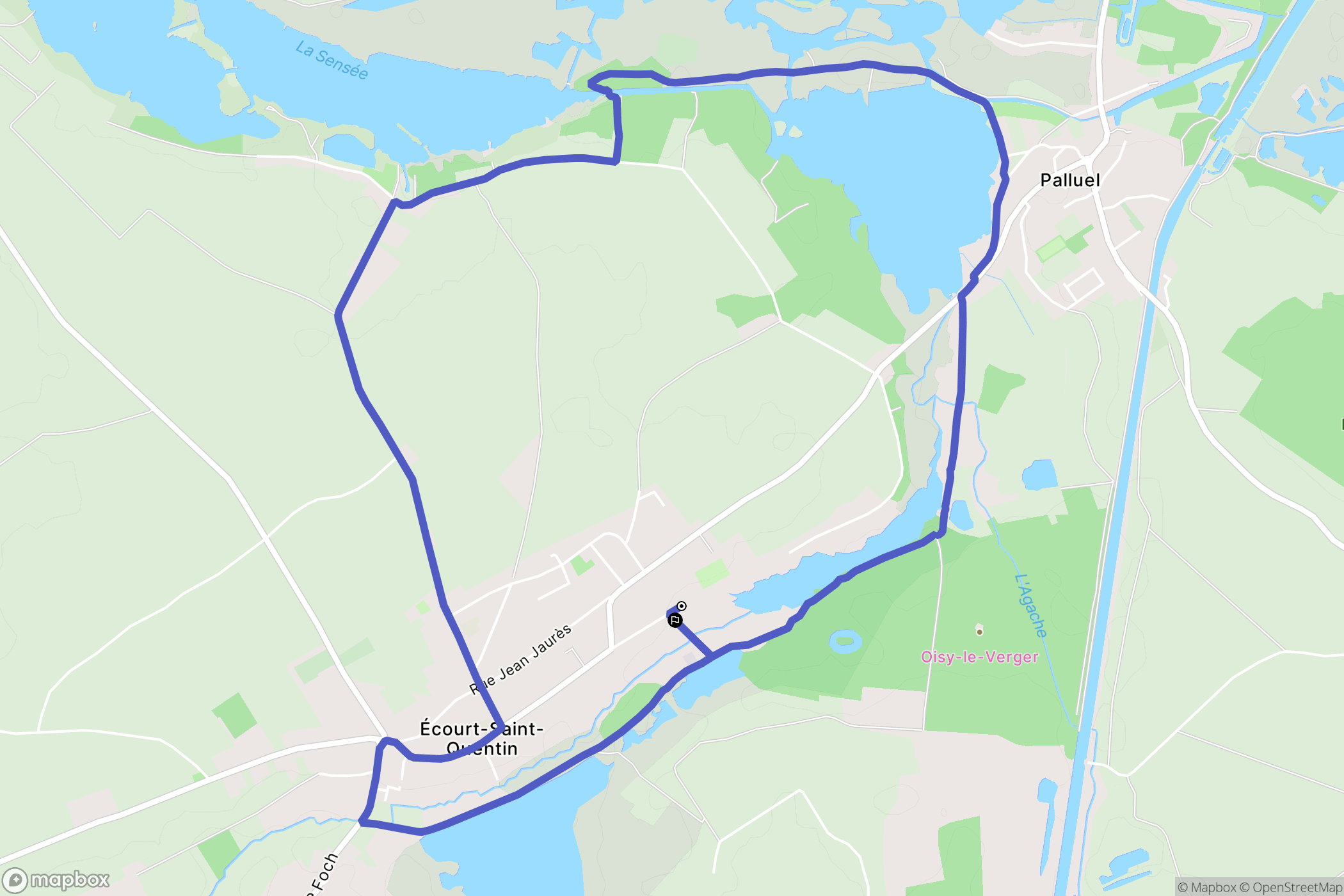 Écourt-Saint-Quentin : carte du parcours de randonnée - France