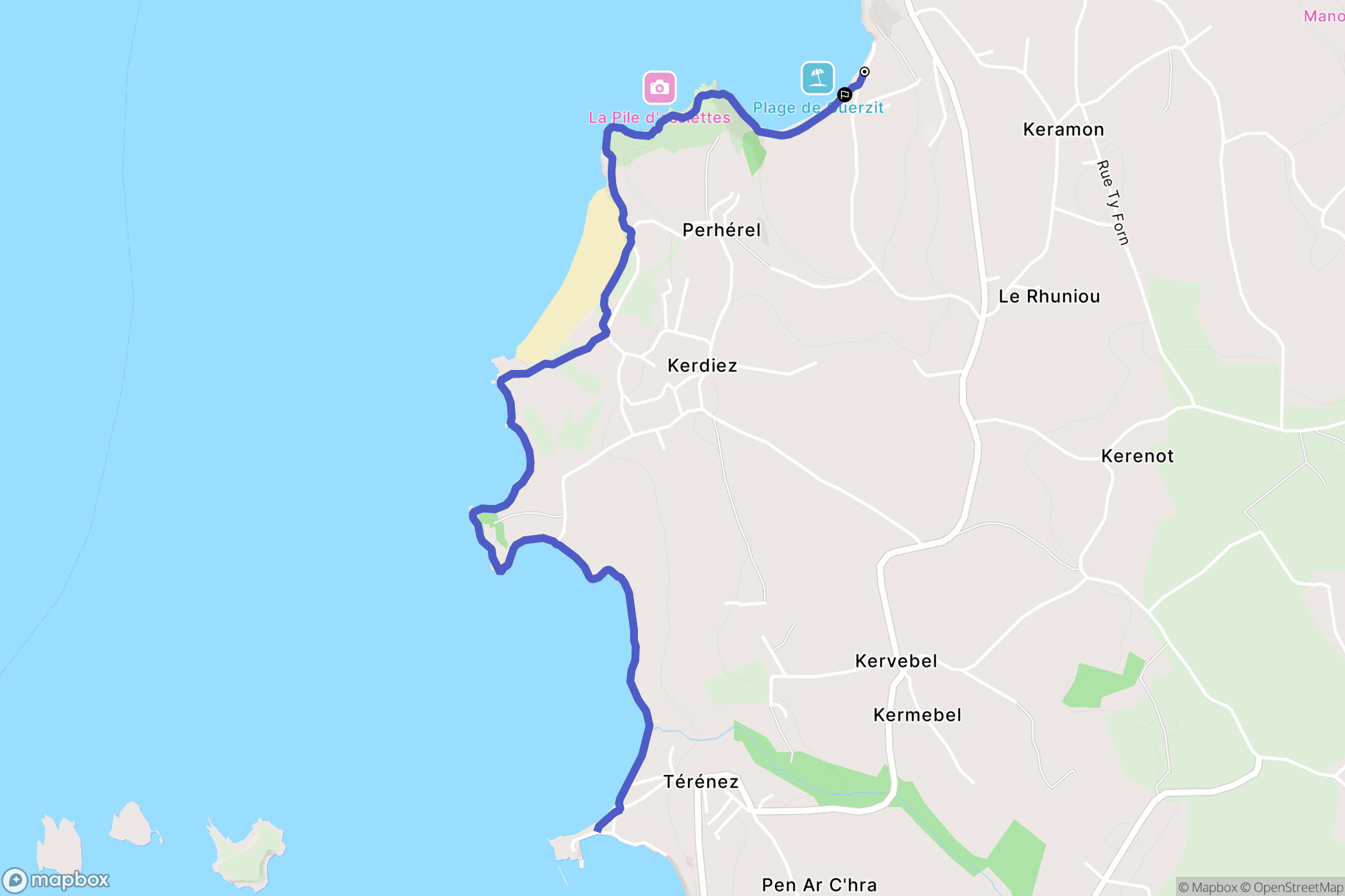 Plougasnou : carte du parcours de randonnée - France
