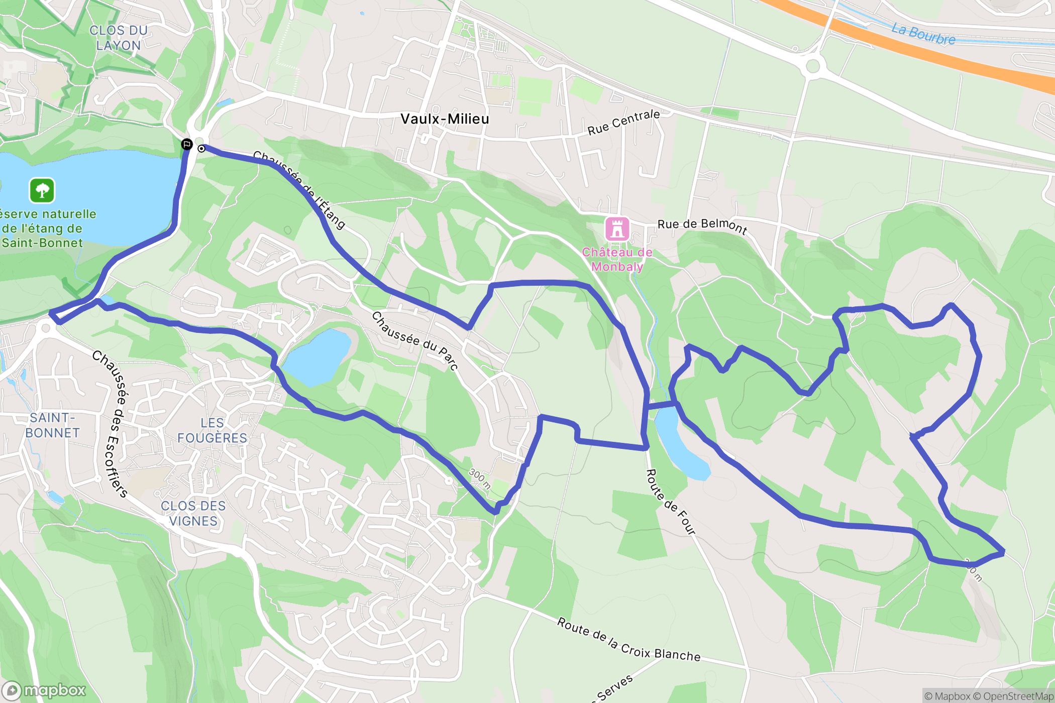 Vaulx-Milieu : carte du parcours de randonnée - France