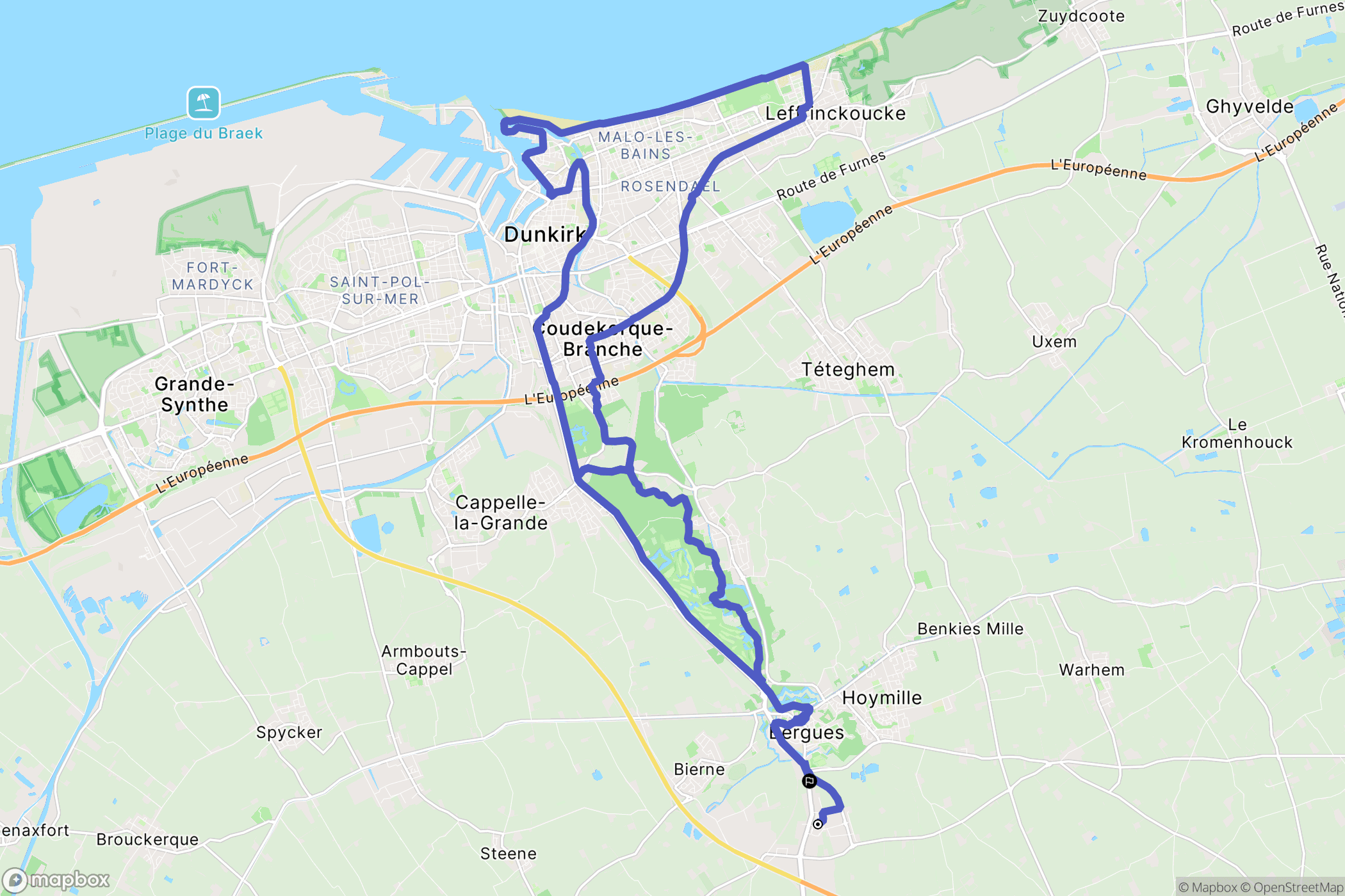 Quaëdypre : carte du parcours de randonnée - France