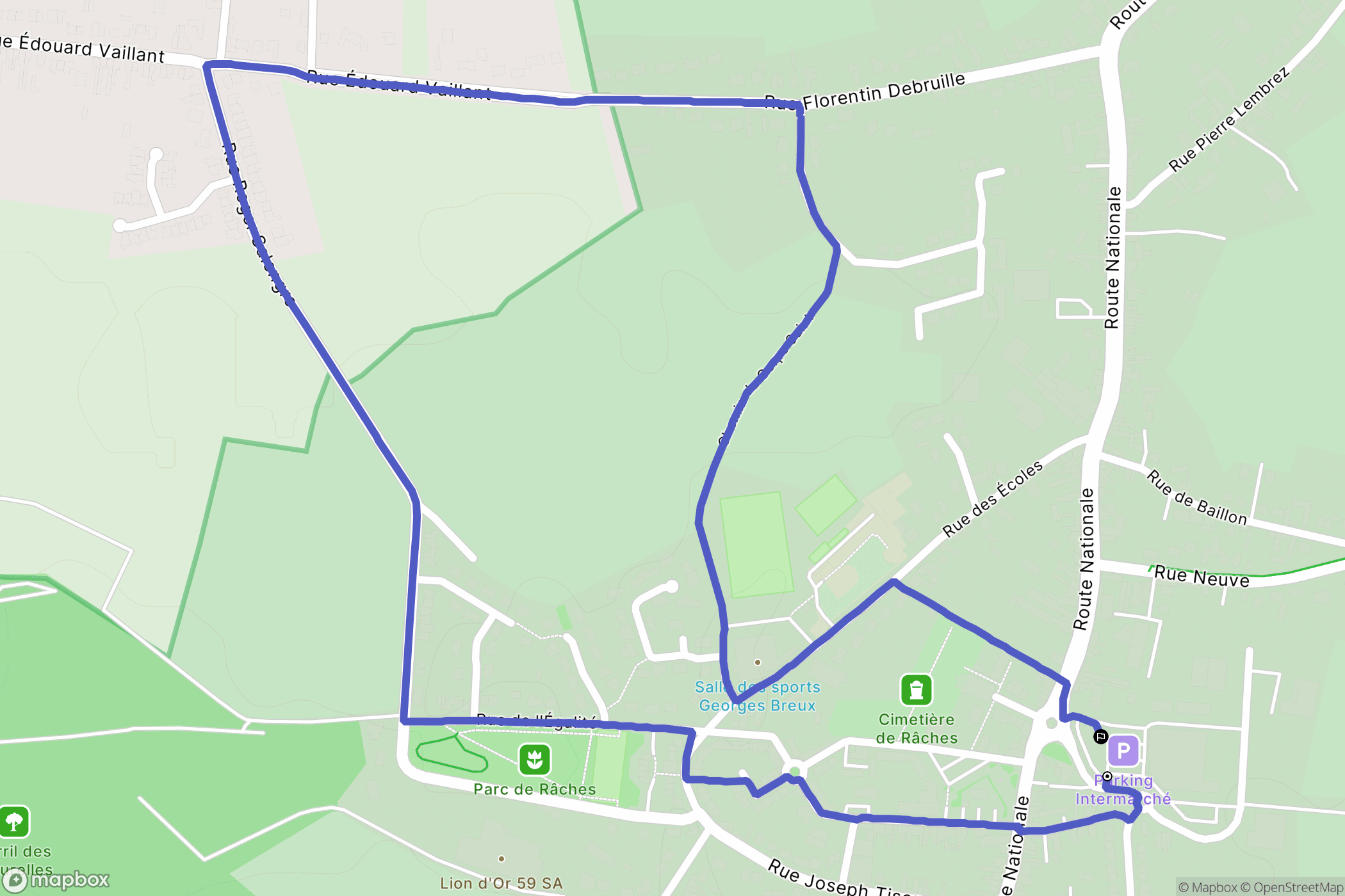 Râches : carte du parcours de randonnée - France