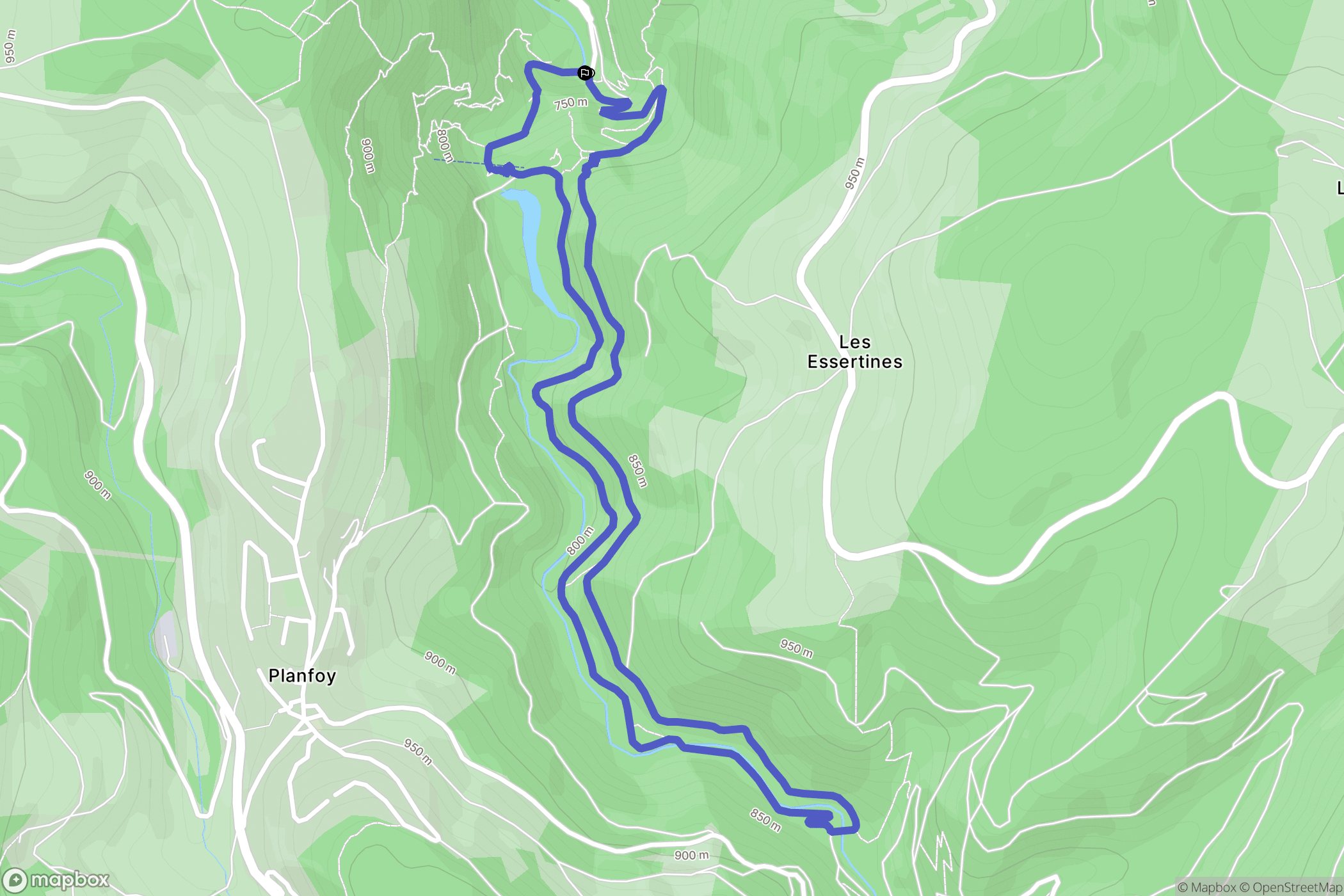 Saint-Étienne : carte du parcours de randonnée - France
