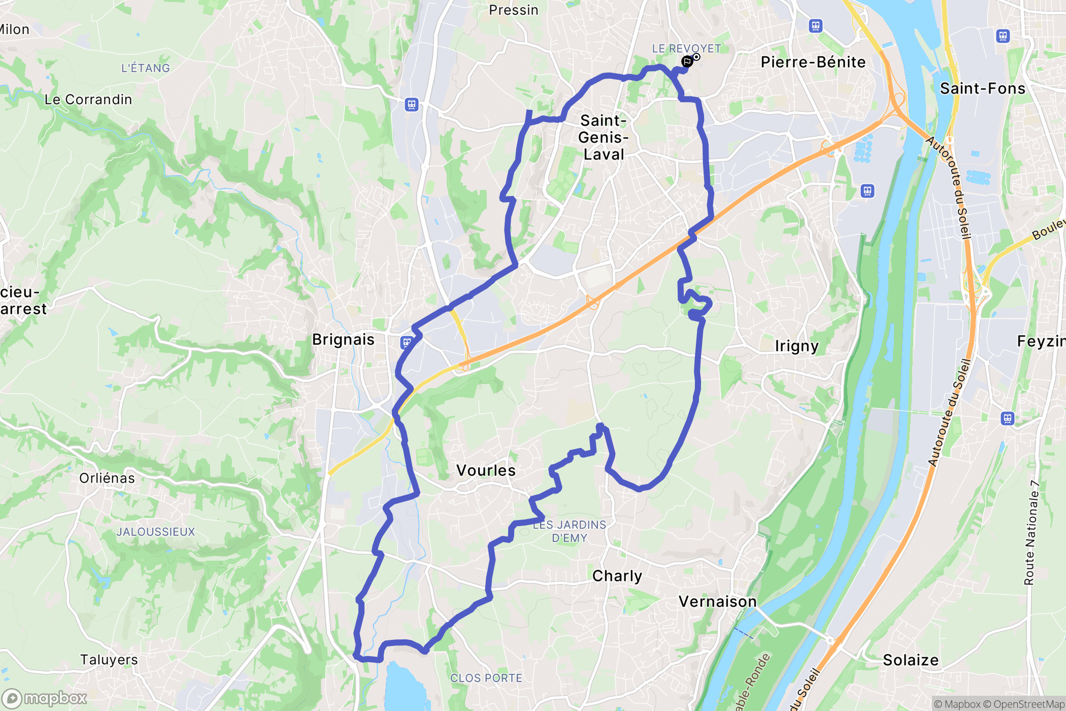 Oullins-Pierre-Bénite : carte du parcours de randonnée - France