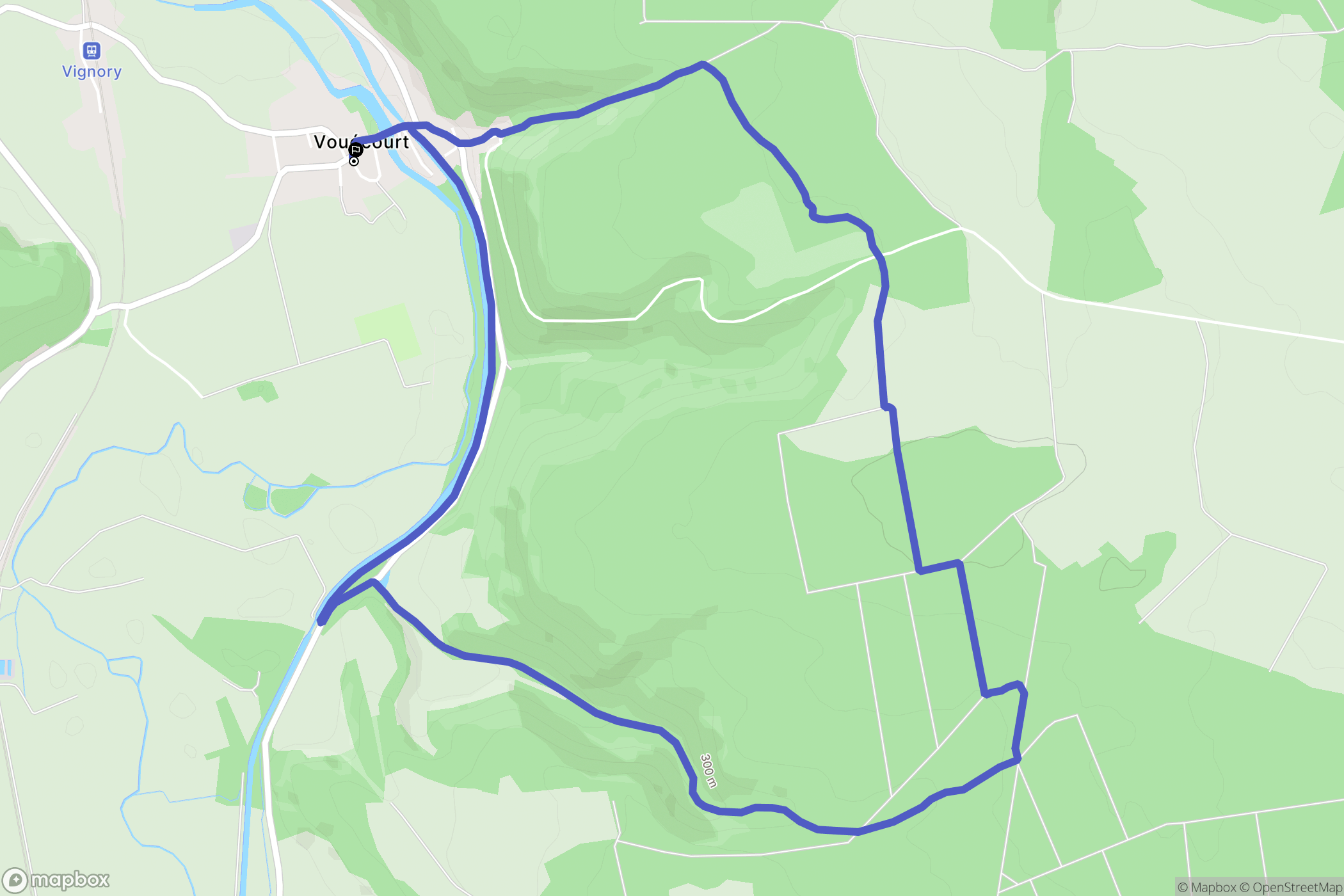 Vouécourt : carte du parcours de randonnée - France