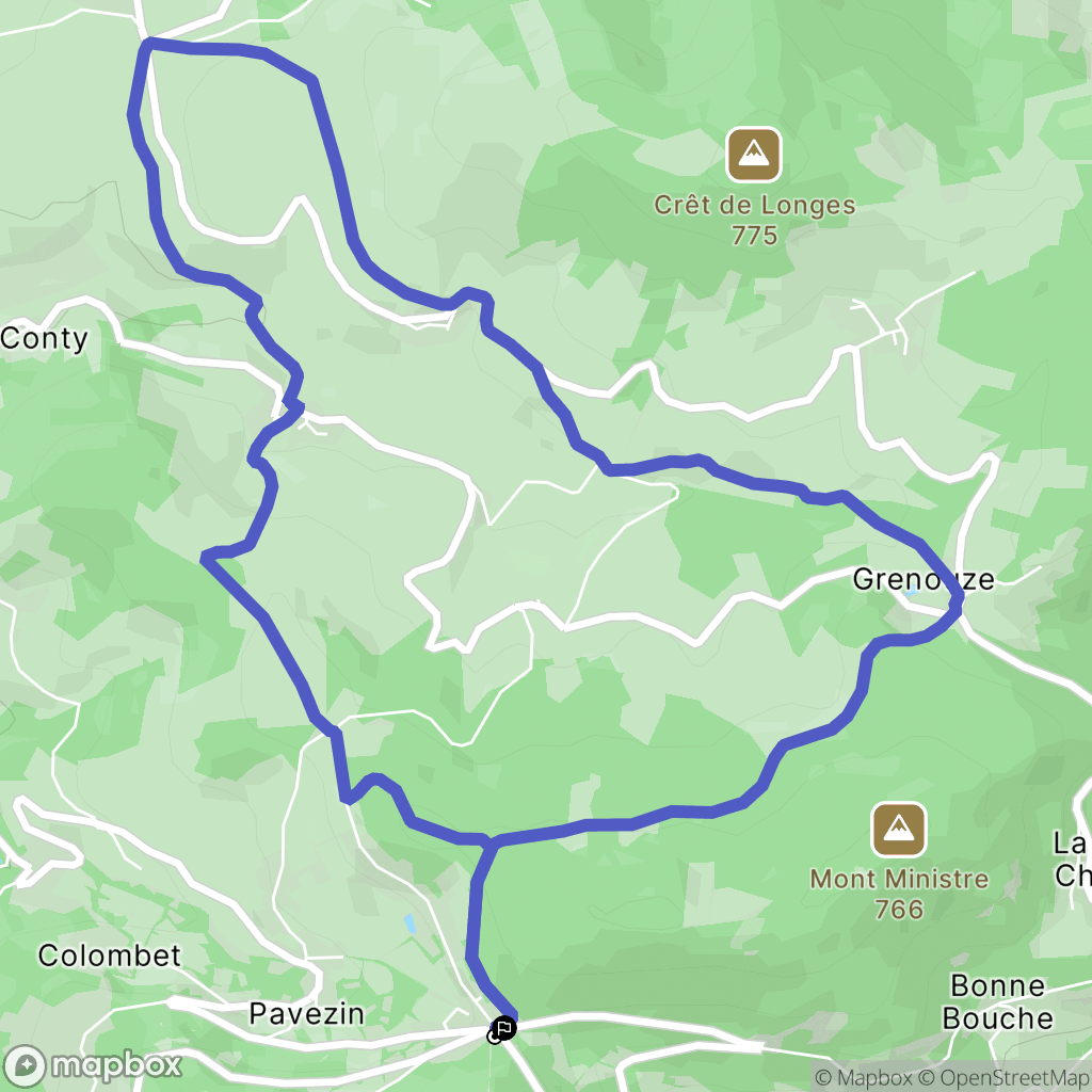 Chuyer : carte du parcours de randonnée - France