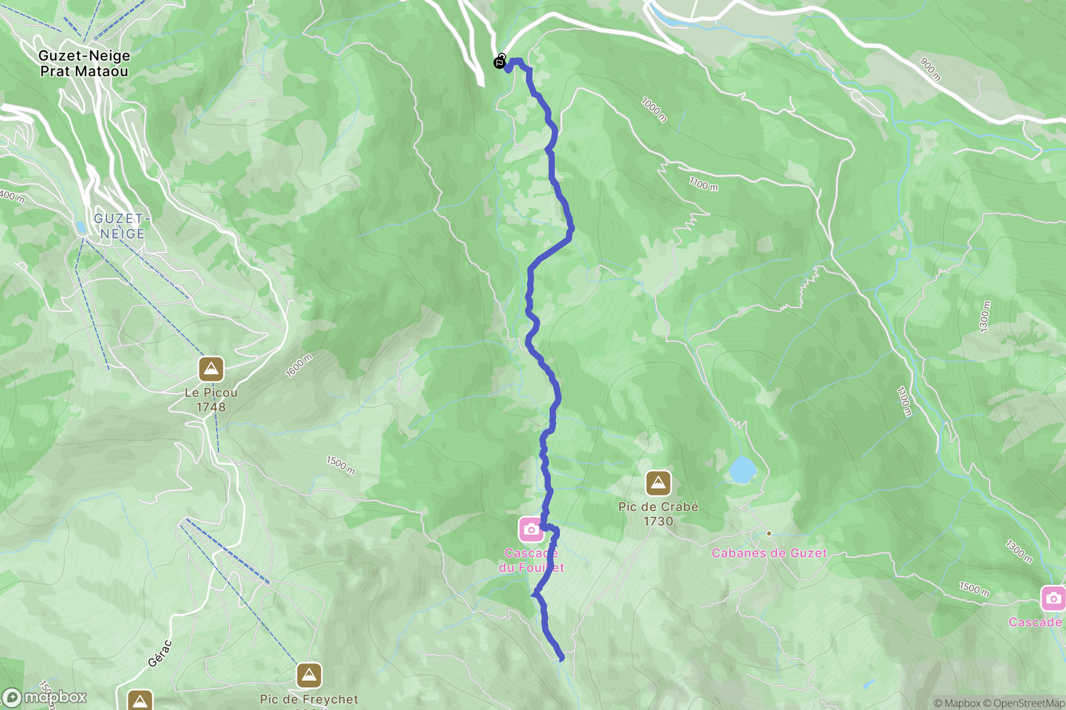Aulus-les-Bains : carte du parcours de randonnée - France