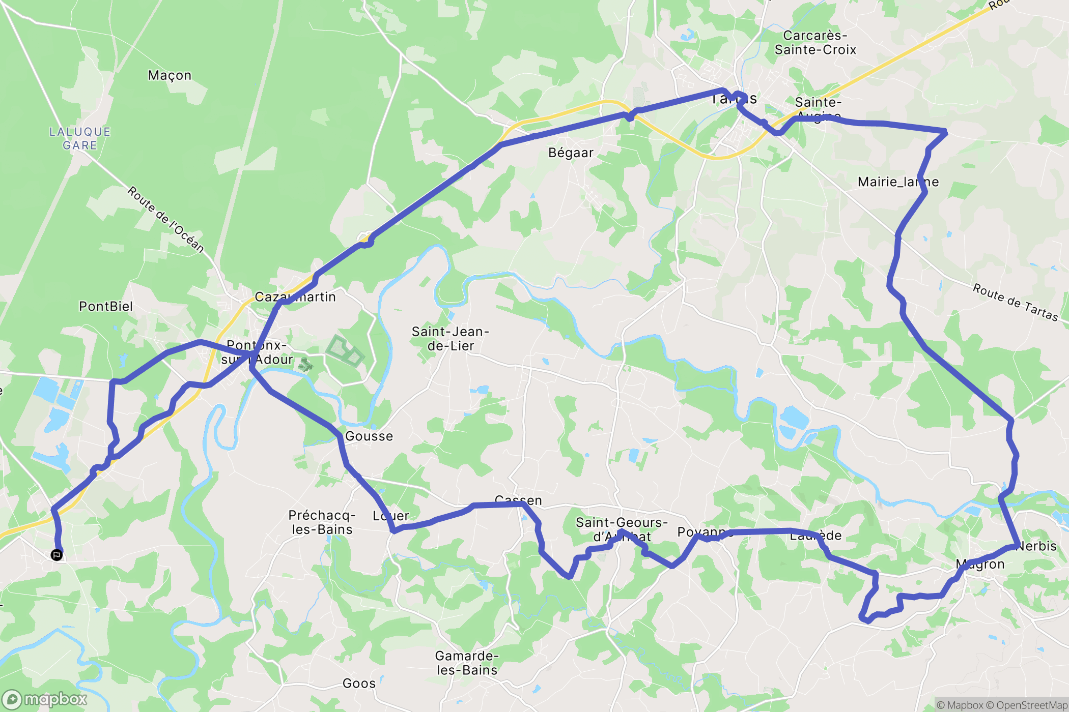 Téthieu : carte du parcours de randonnée - France