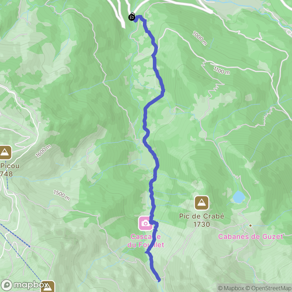Aulus-les-Bains : carte du parcours de randonnée - France
