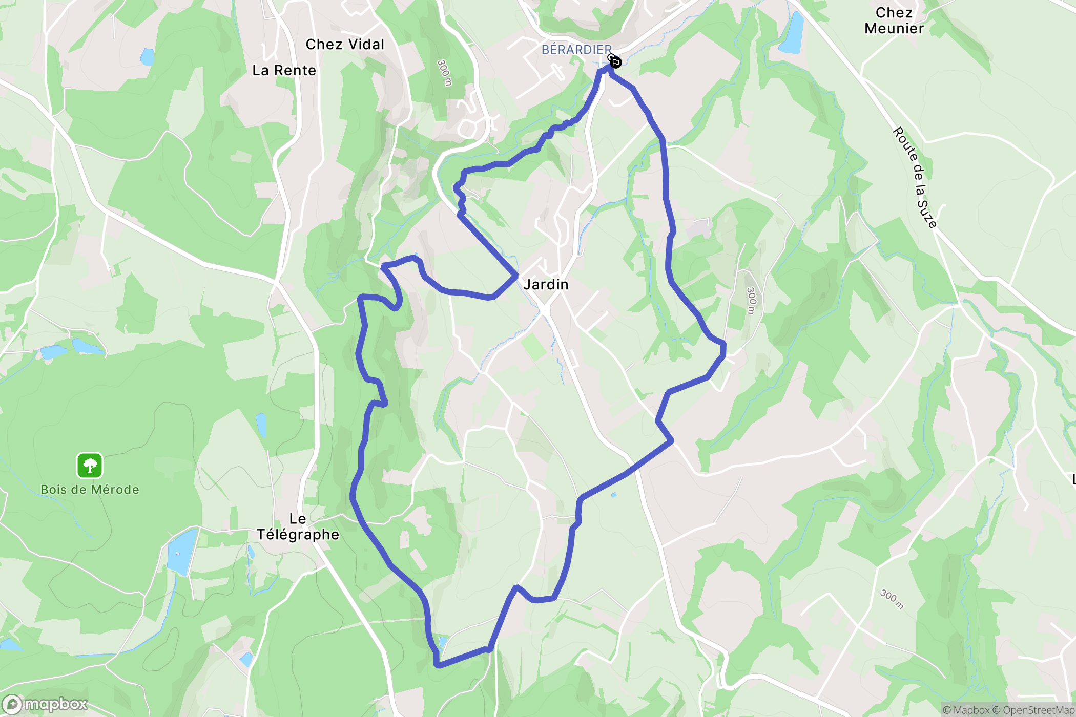 Jardin : carte du parcours de randonnée - France