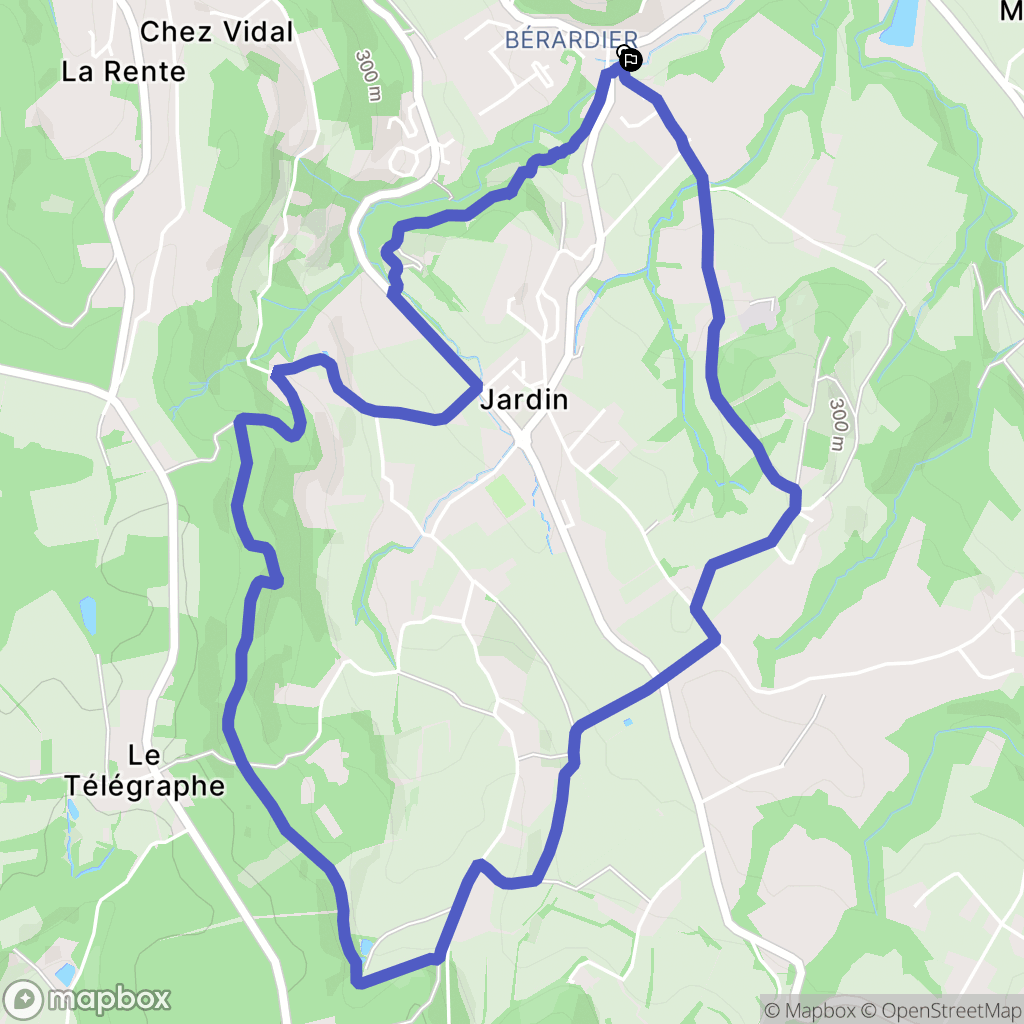 Jardin : carte du parcours de randonnée - France