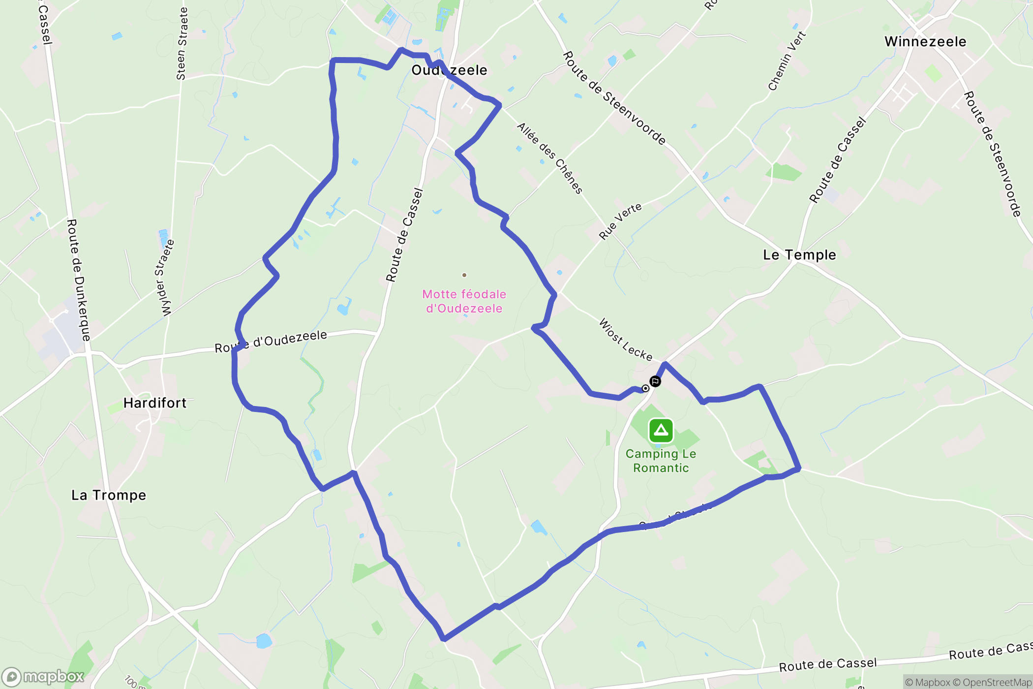 Steenvoorde : carte du parcours de randonnée - France