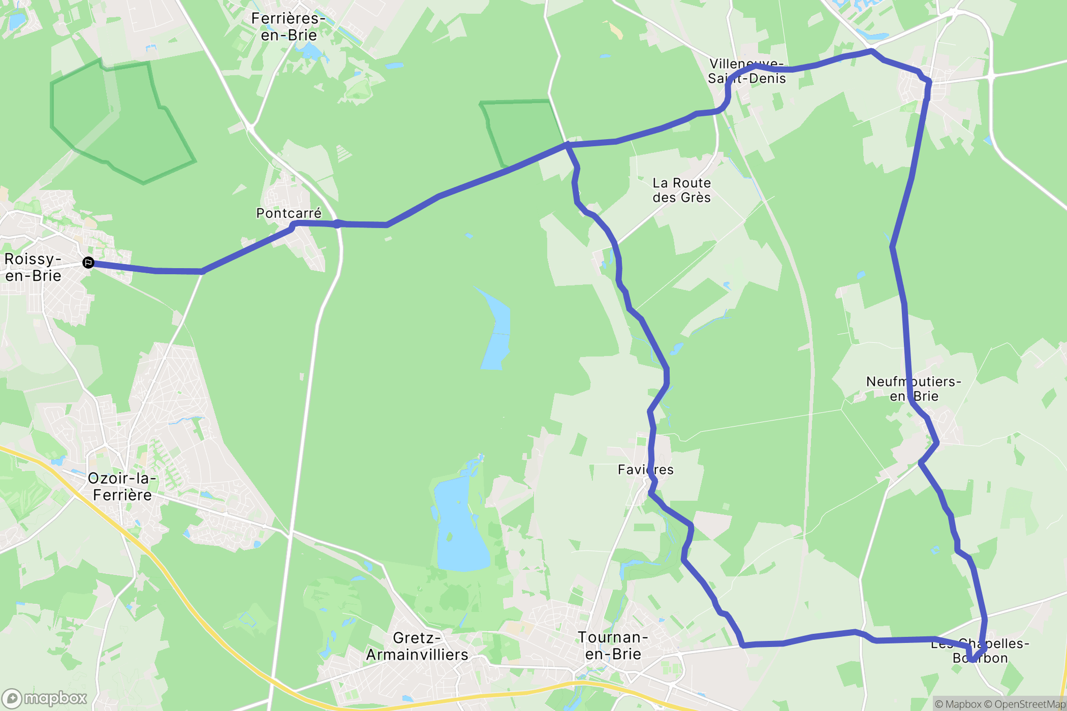 Roissy-en-Brie : carte du parcours de randonnée - France