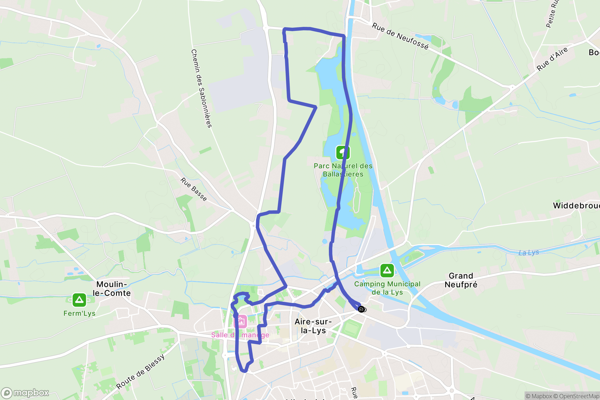 Aire-sur-la-Lys : carte du parcours de randonnée - France